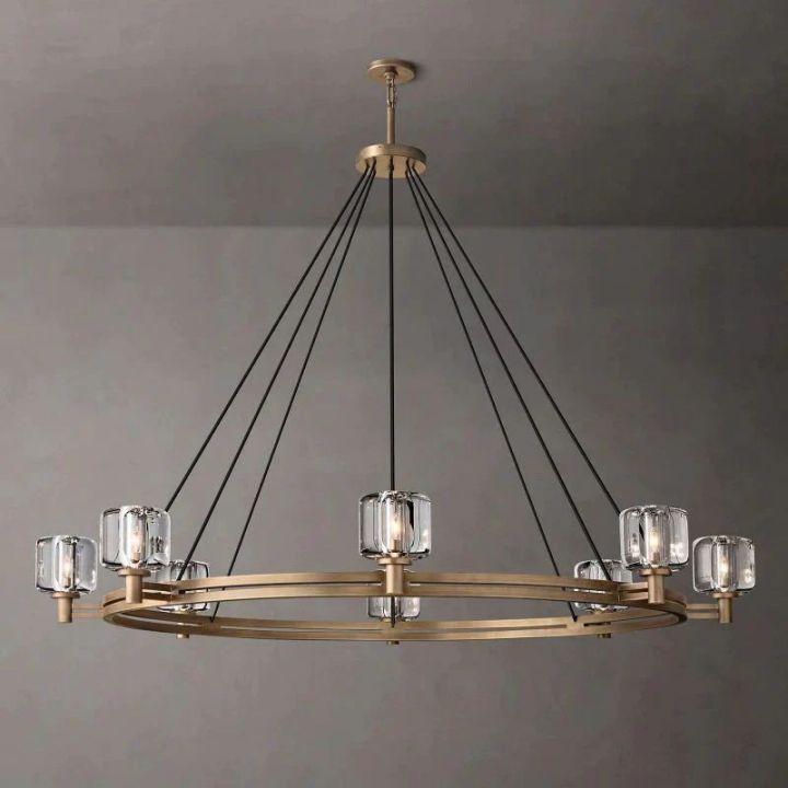 Nora 60-Inch Round Crystal Chandelier - Modern Ceiling Light Fixture for Dining Room, Living Room, Bedroom, and Entryway Decor