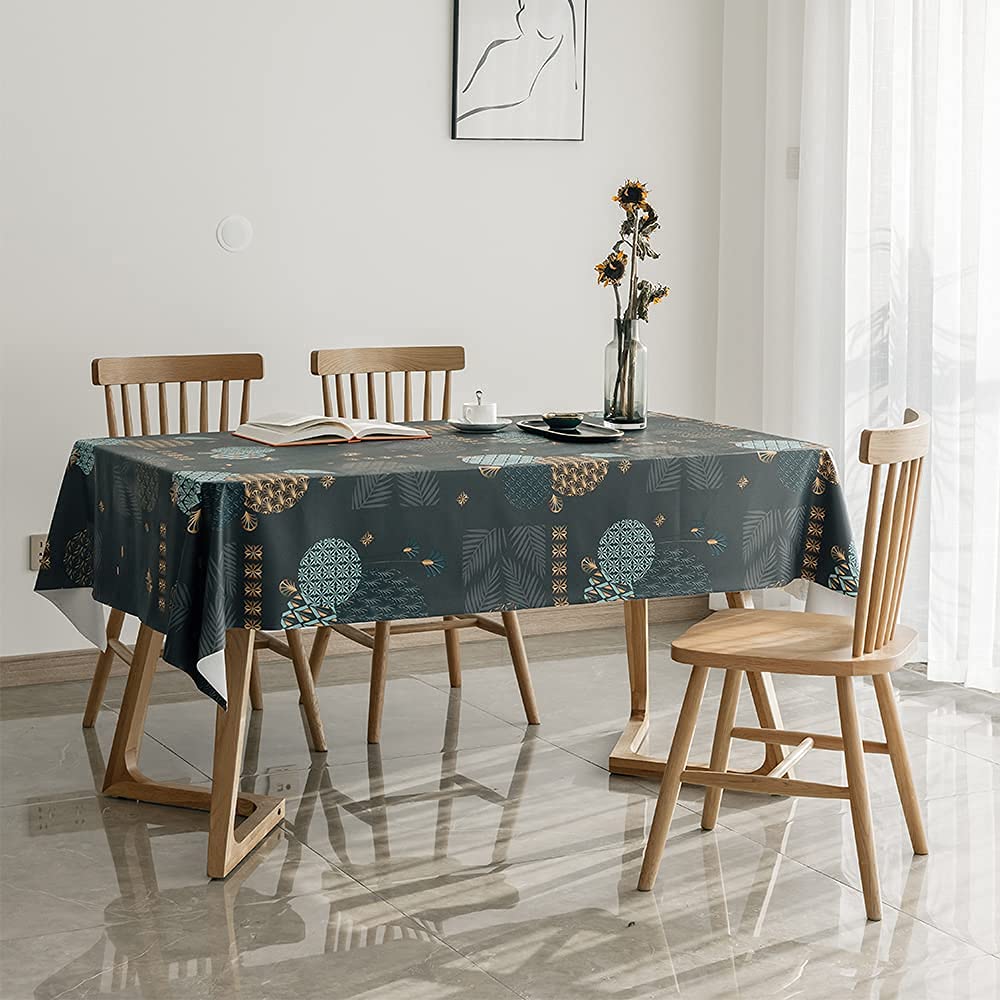 LEMON CLOUD 100% Waterproof PVC Tablecloth - 55x106 Inch Rectangle Vinyl Table Cover, Oil & Spill Proof for Indoor Dining & Outdoor Patio Use - Perfect for Parties, BBQs, and Family Gatherings