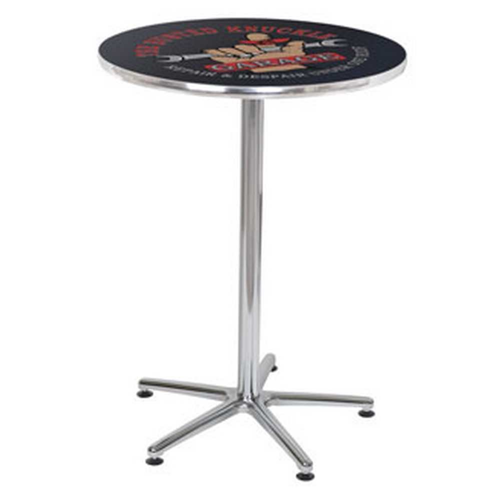 Rustic Busted Knuckle Garage Bar Table - Heavy Duty Metal Pub Table for Man Cave, Basement, or Outdoor Patio