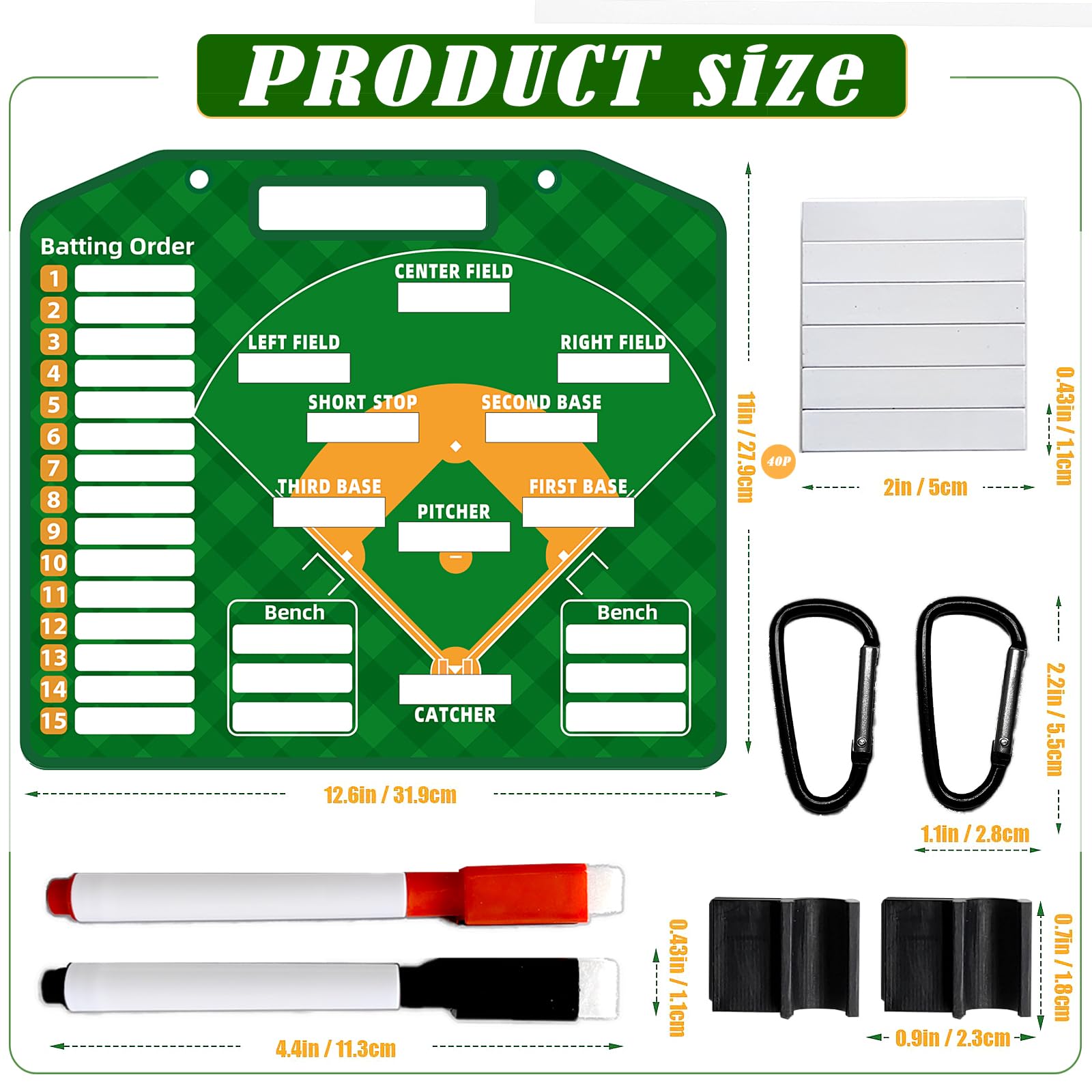 **Magnetic Baseball Lineup Board with 40 Sheets - Dry Erase Baseball Lineup Cards & Clipboard for Coaches | Perfect for Dugout, Practice, and Game Day Organization**