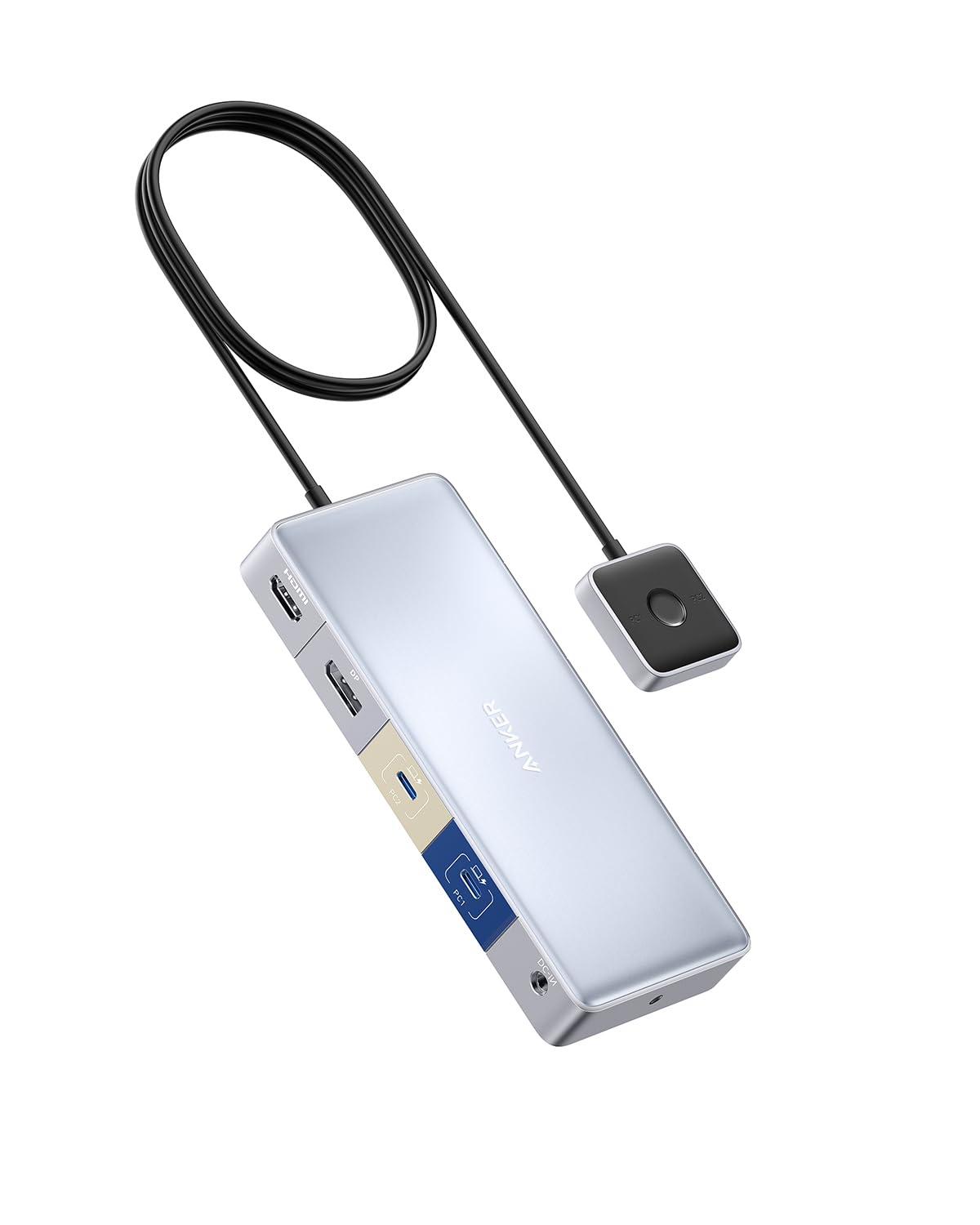 Anker KVM Switch Docking Station for 2 Laptops - Dual 4K Monitor USB-C Hub with HDMI, DisplayPort, 100W PD Charging, USB 3.0 Ports - Compatible with Lenovo, MacBook, iPad, Steam Deck - Perfect for Home Office & Gaming Setup