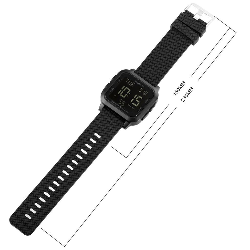 Square Men's Digital Watch - Large Face with Big Numbers, Waterproof LED Watch with Alarm, Date & Stopwatch - Perfect for Outdoor Sports, Running, Swimming & Daily Use