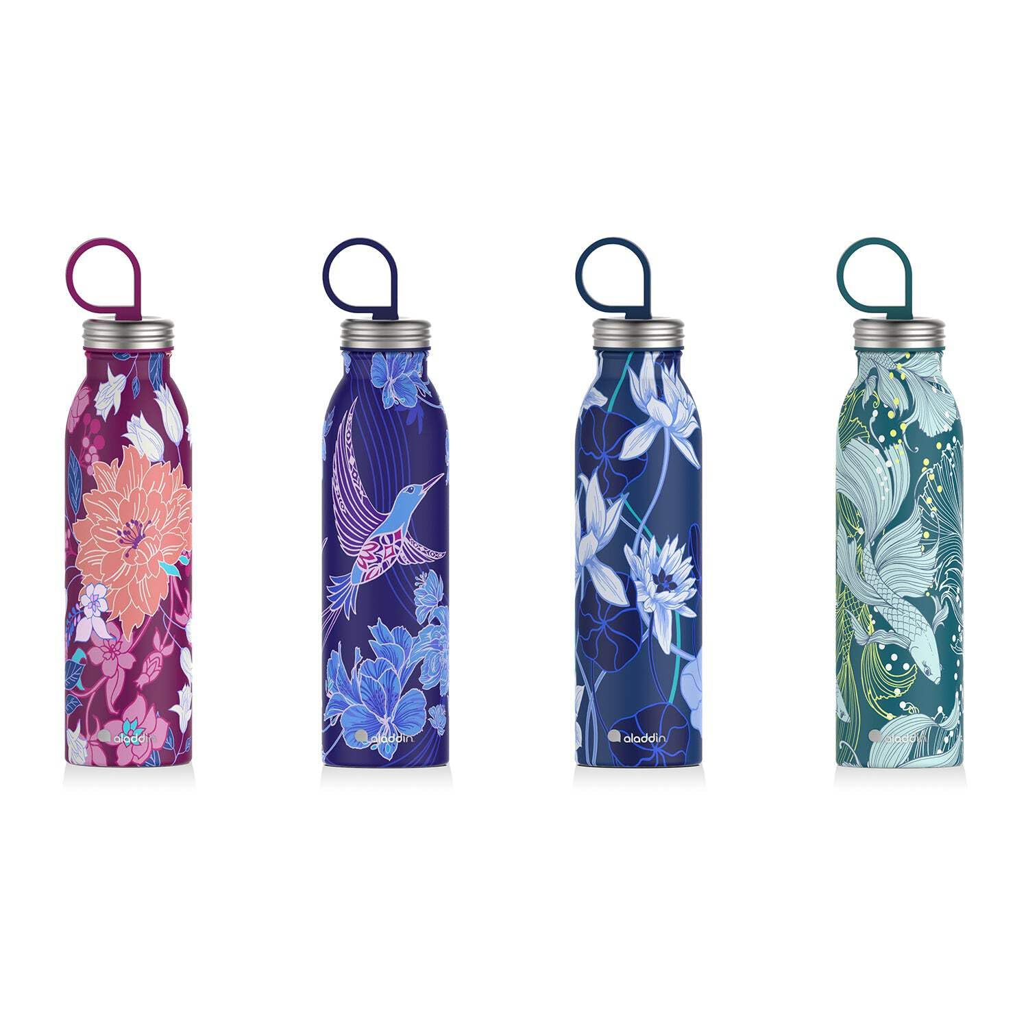 Aladdin 18oz Stainless Steel Insulated Water Bottle - 9 Hour Cold Retention, BPA-Free, Leakproof & Dishwasher Safe - Perfect for Hiking, Gym & Outdoor Activities - Riverside Indigo Color
