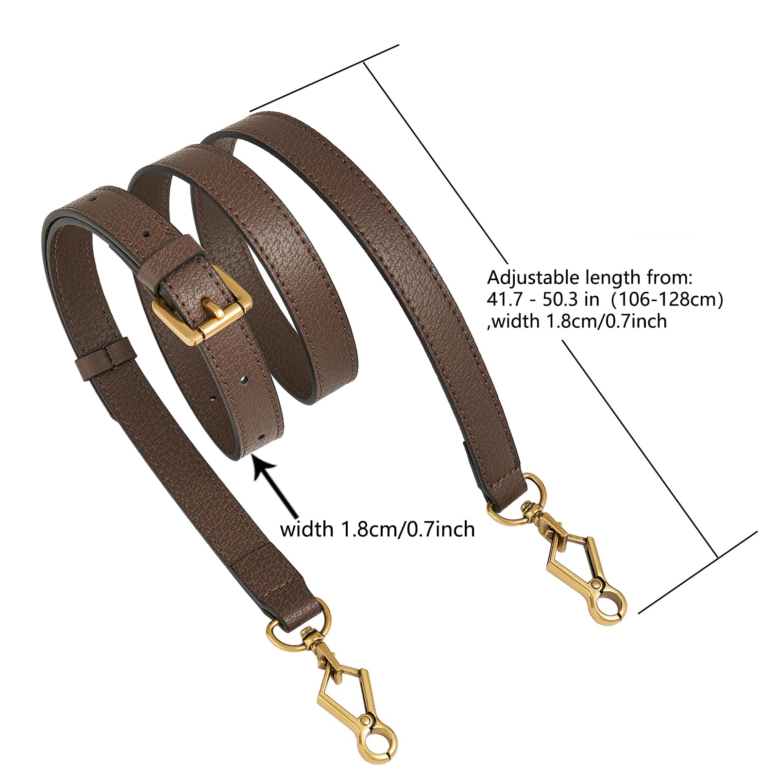 Genuine Leather Crossbody Purse Strap - Adjustable Long Replacement Handbag Strap for Women | Perfect for Everyday Use, Travel, and Fashion Accessories