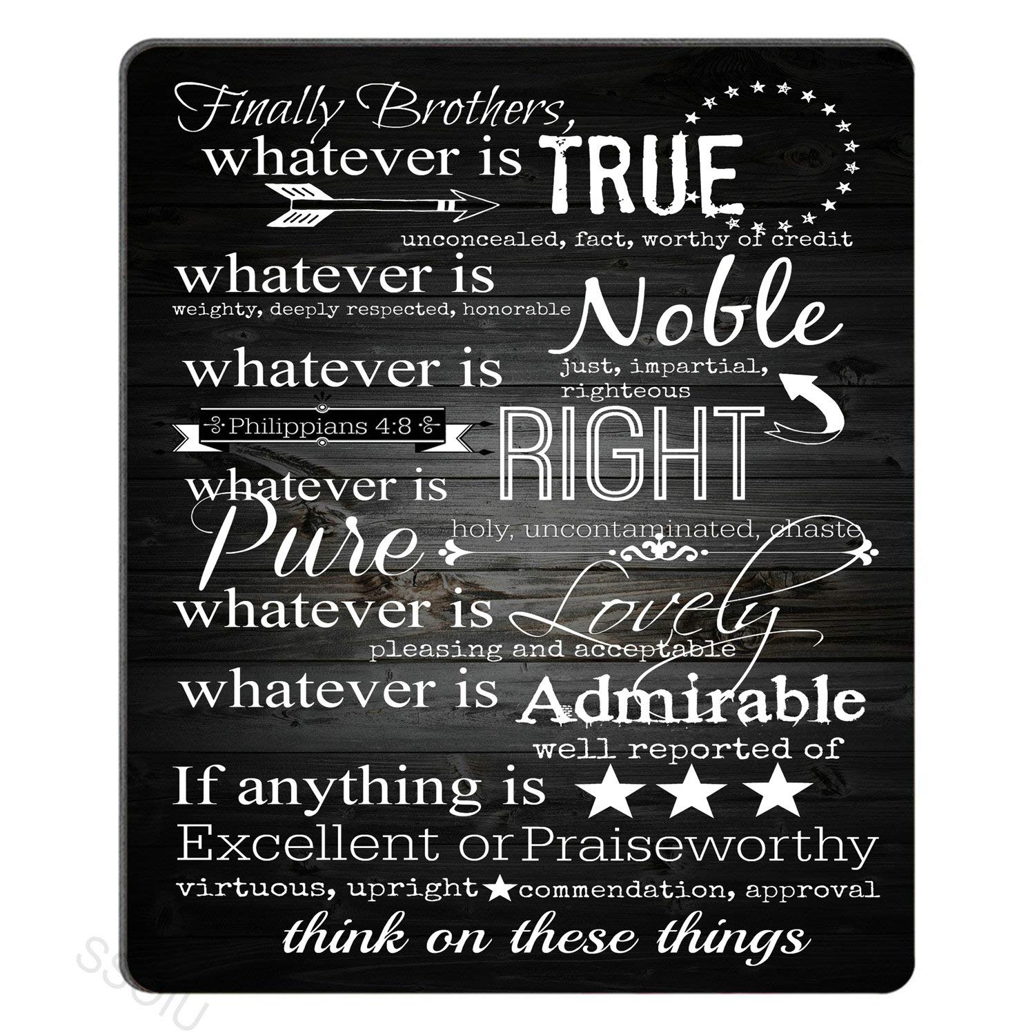 Custom Christian Gaming Mouse Pad with Bible Verse & Inspirational Quotes - Philippians Scripture Design in Black & White Chalkboard Art - Perfect for PC Gamers & Faith-Based Workstations