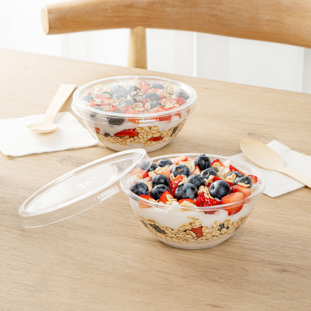 7 oz Round Clear Plastic Salad Bowls - 5