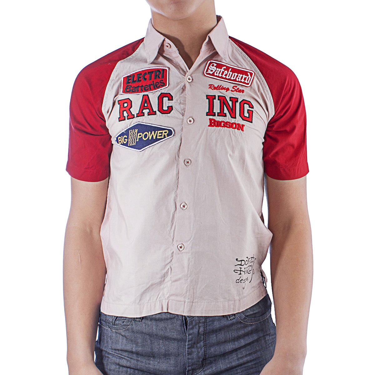 Ed Hardy Big Boys' Buttoned Shirt - Stylish Rose Print Casual Shirt for Teens - Medium Size - Perfect for School, Parties & Everyday Wear
