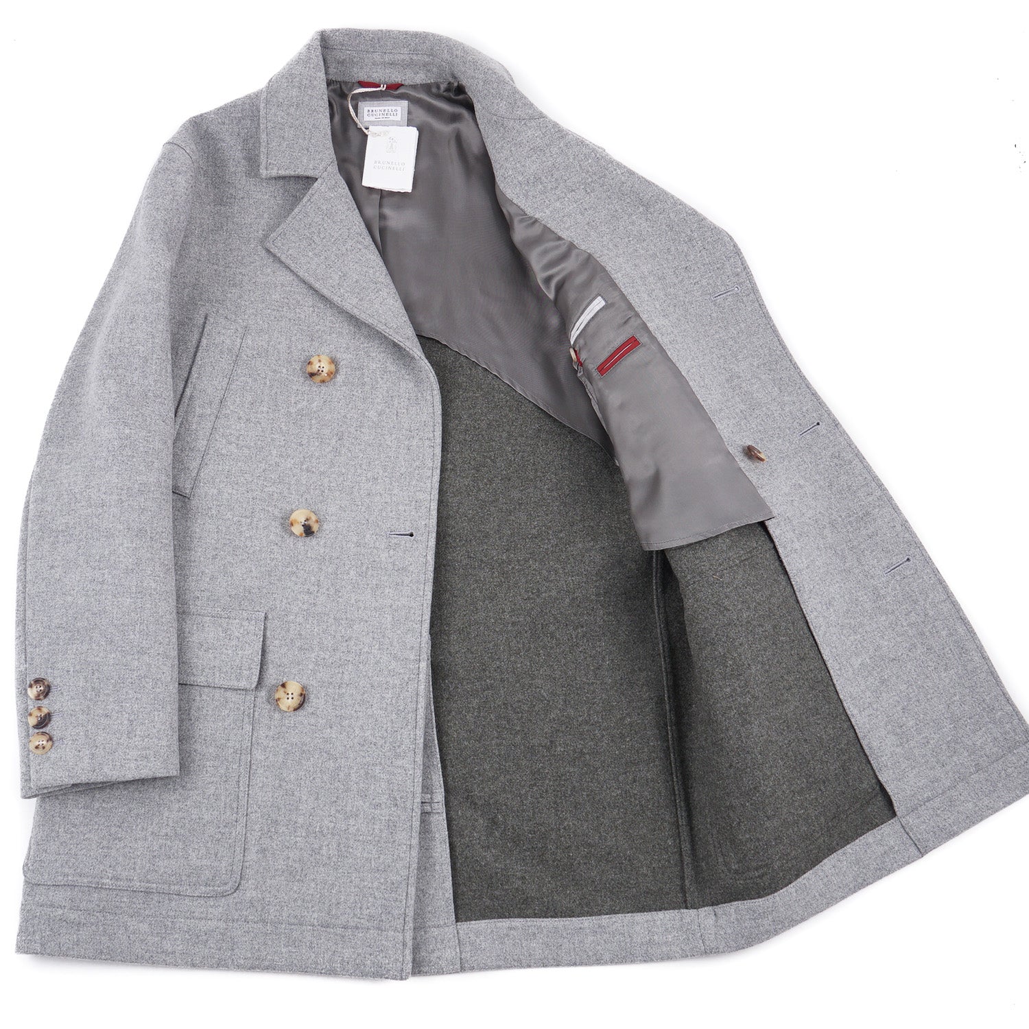 Brunello Cucinelli Light Gray Wool Coat for Women | Premium Italian Wool Winter Coat | Elegant Trench Coat for Office, Business & Formal Occasions