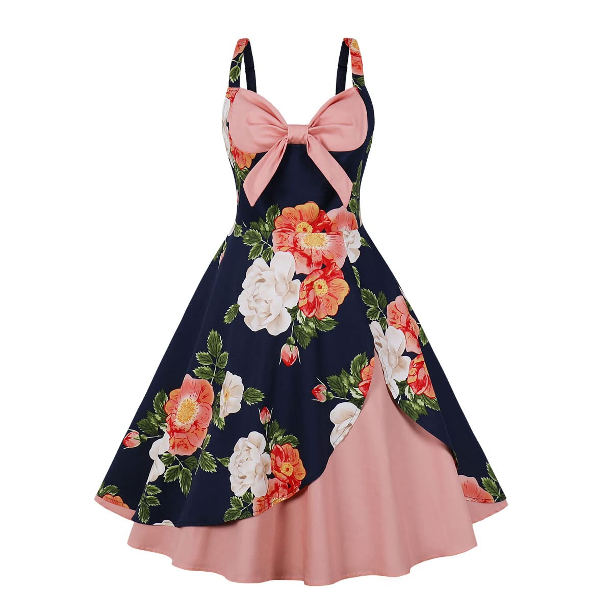 Vintage 1950s Rockabilly Halter Neck Swing Dress for Women - Retro Tea Party & Cocktail Midi Dress - Perfect for 50s Themed Parties, Dances & Vintage Fashion Lovers