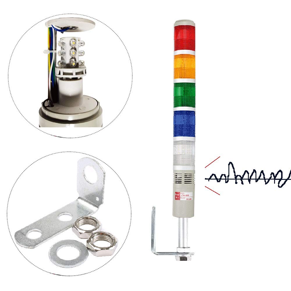 5Pcs LED Industrial Signal Tower Light with Buzzer - Multilayer Alarm Warning Lamp, Flashing & Steady LED Light for CNC Machines (110V) - Perfect for Factory Automation, Equipment Monitoring & Safety Alerts