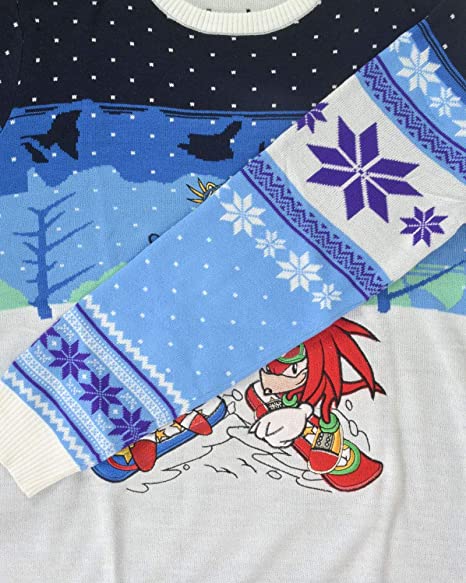 Sonic the Hedgehog Ugly Christmas Sweater - Festive Holiday Skiing Jumper for Kids & Adults - Perfect for Christmas Parties, Family Gatherings & Winter Celebrations