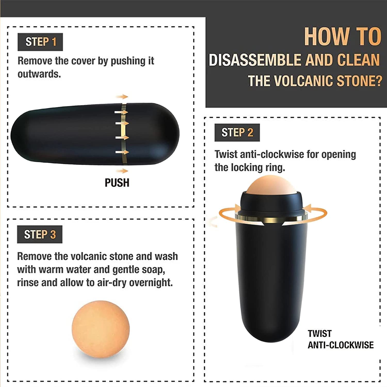 Natural Volcanic Stone Oil Absorbing Face Roller - Portable Oil Control Skincare Tool for Shine-Free Skin | Perfect for Gym, Office & Travel