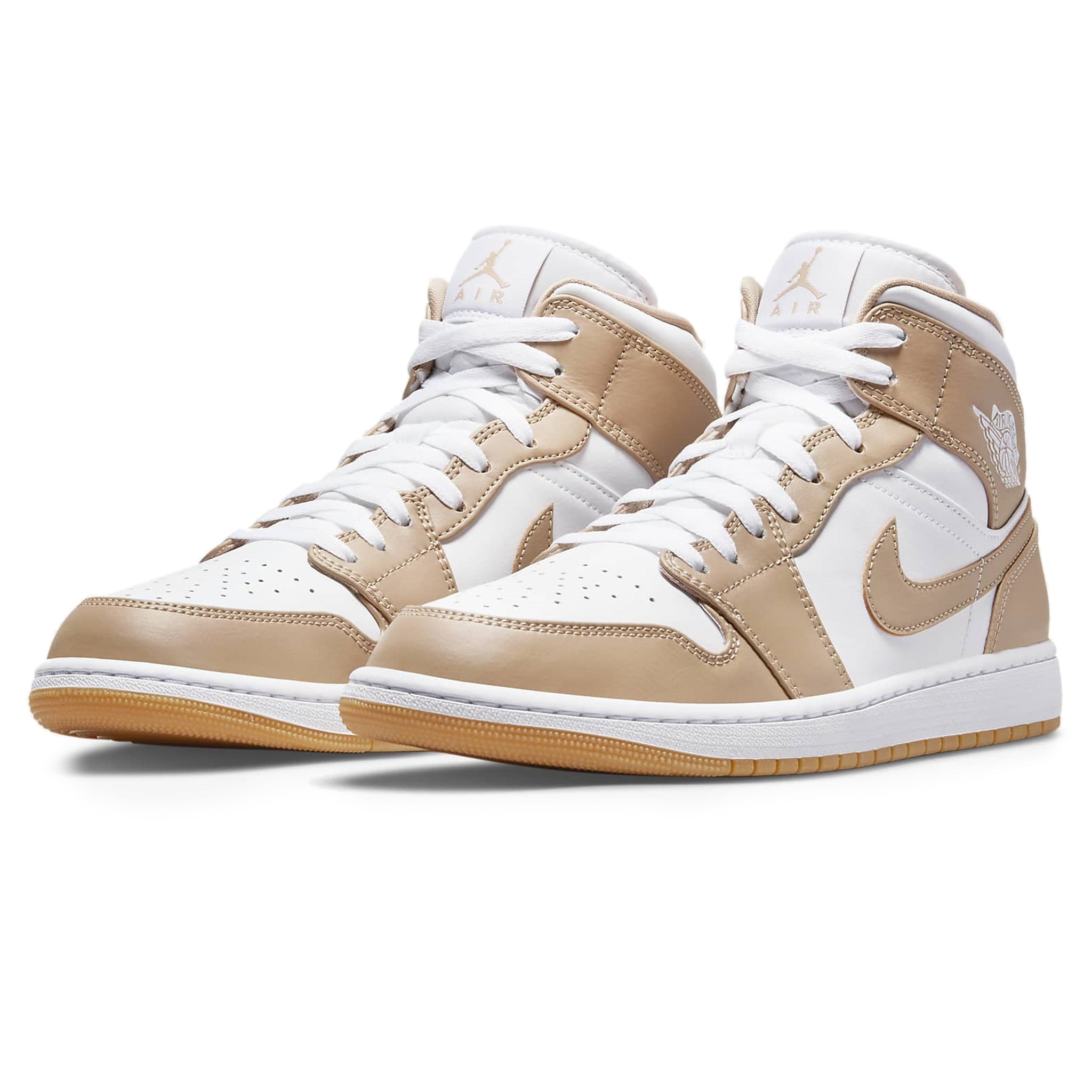 Air Jordan 1 Mid Sneakers - Tan Gum Sole Basketball Shoes for Men | Casual Wear & Street Style Fashion