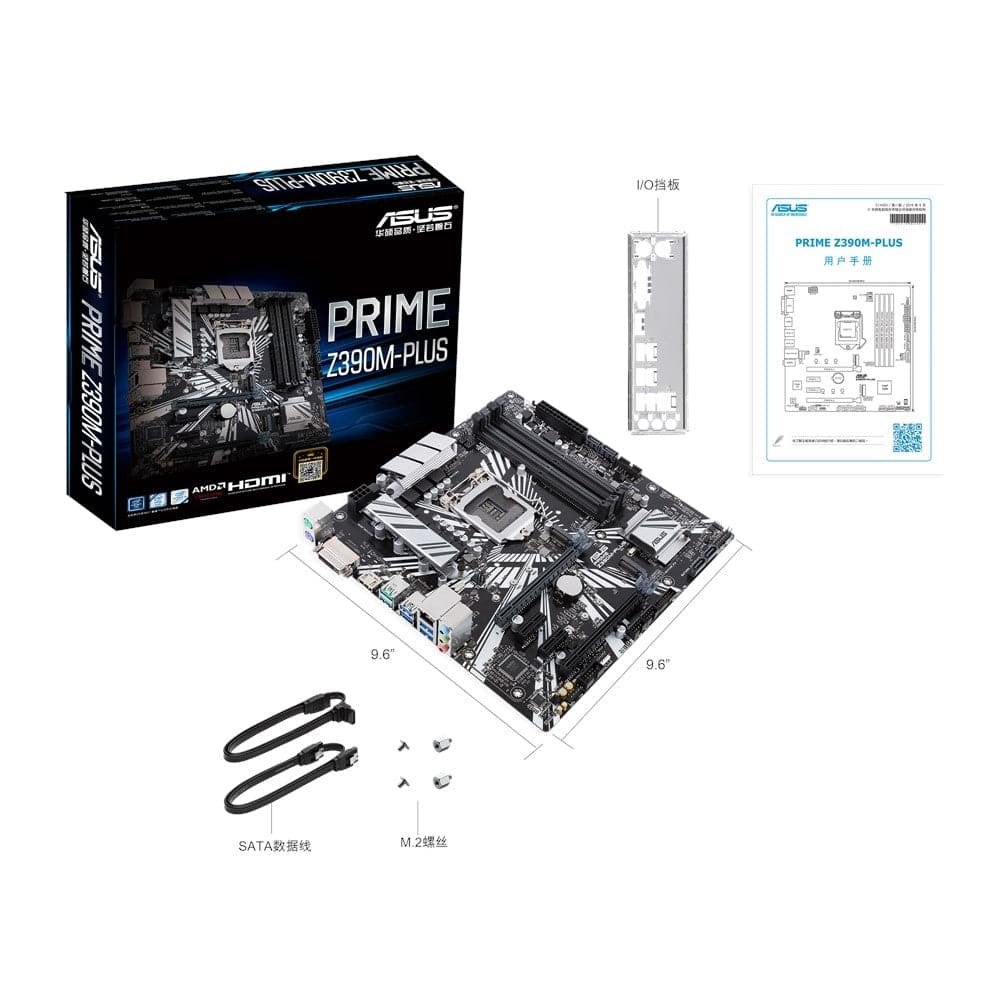 ASUS PRIME Z390M PLUS LGA 1151 Micro ATX Motherboard - Intel Z390 Chipset, DDR4 Support, Dual M.2, USB 3.1 Gen2 - Perfect for Gaming PC Builds and Home Office Workstations