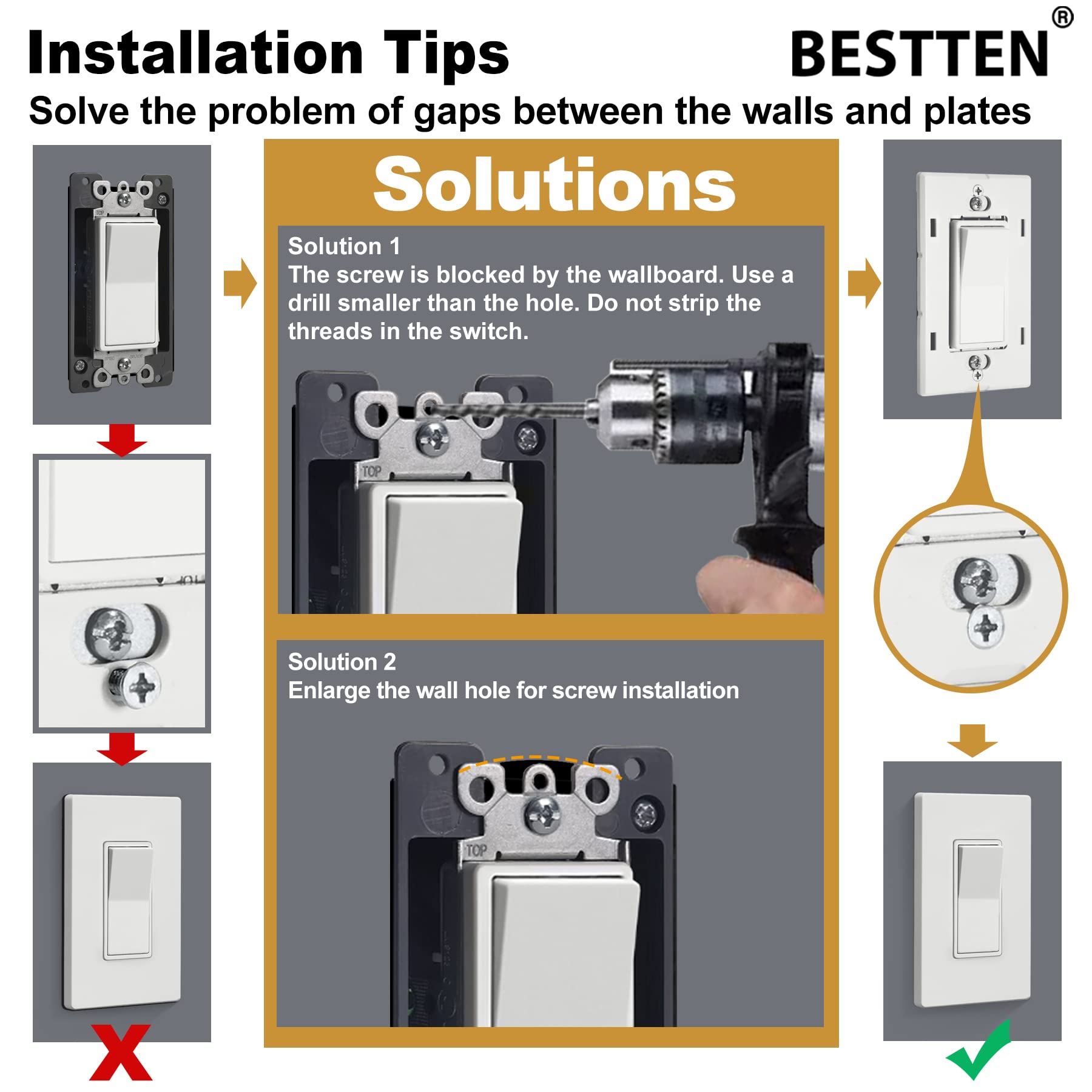 (100 Pack) BESTTEN 1-Gang Screwless Wall Plate - Glossy White Decorator Outlet Cover for Light Switch, Dimmer, USB, GFCI & Receptacle - Ideal for Home, Office & Commercial Renovations