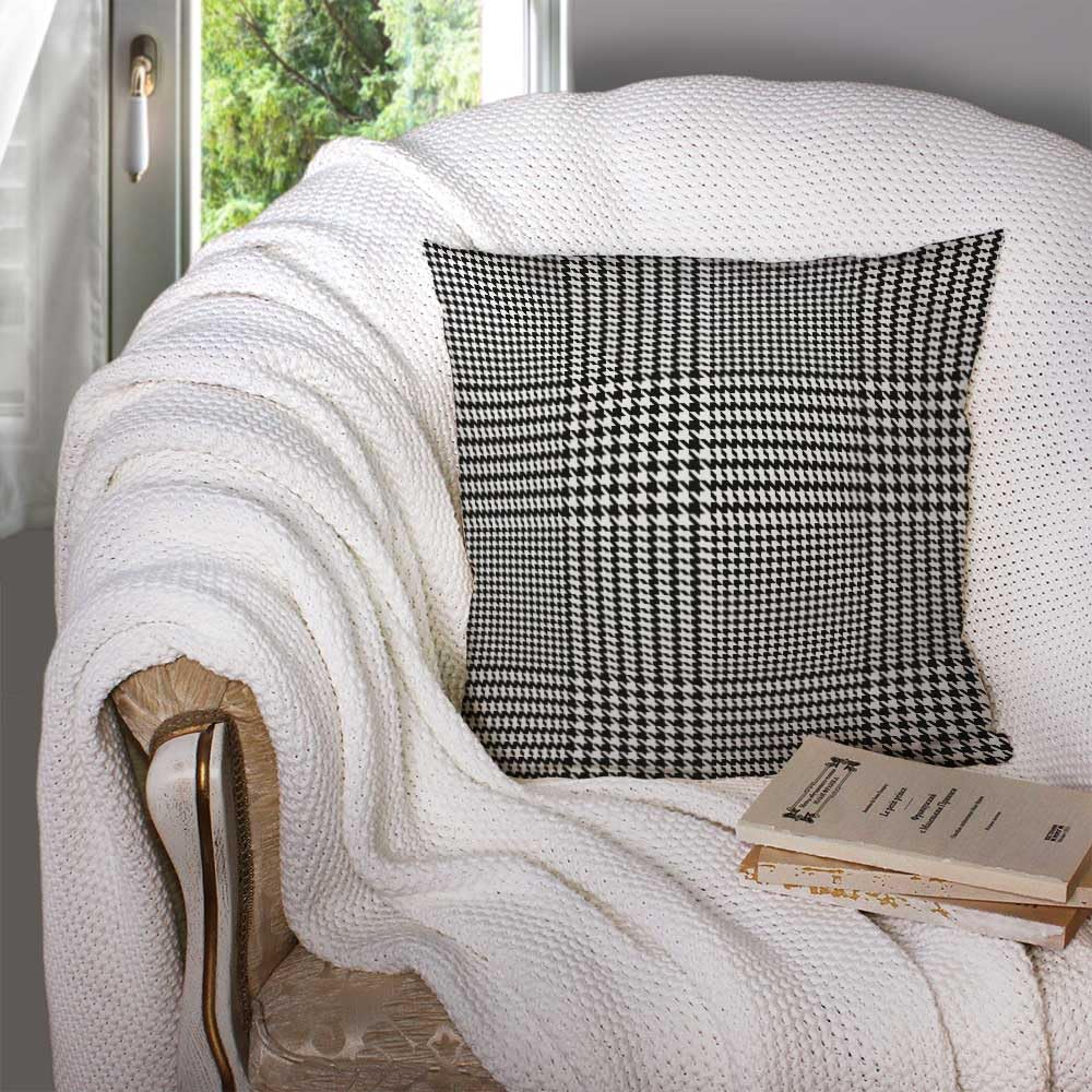 20x20 Inch Plaid Abstract Geometric White and Black Tartan Stripe Pillow Covers - Soft Sofa Cushion Protectors for Living Room, Bedroom Decor - Square Throw Pillow Cases for Home Styling & Comfort