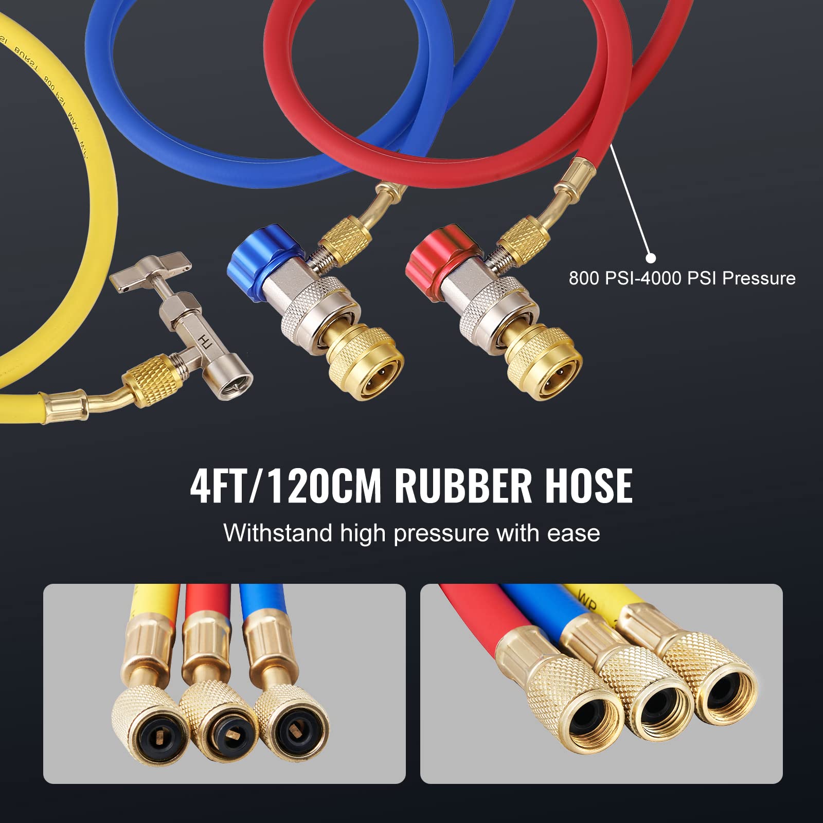 VEVOR 3.5 CFM AC Vacuum Pump & Gauge Set for A2L & A1 Refrigerants (R1234yf R134a) - 1-Stage Rotary Vane Vacuum Pump with Manifold Gauge Kit, Quick Coupler & Bottle Opener - Perfect for HVAC Repair, Auto AC Service & Refrigerant Recovery