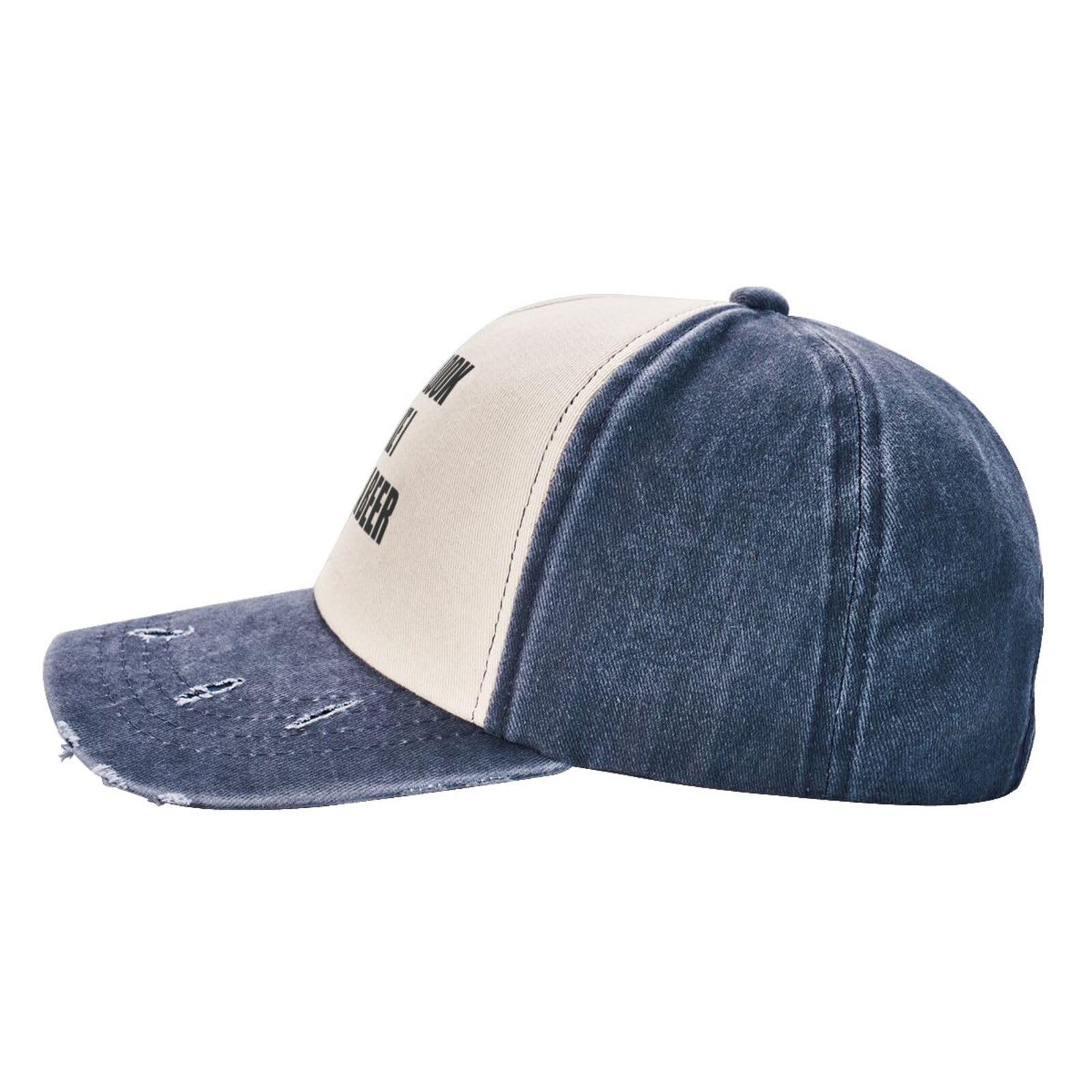YvoneDBrownn Navy Blue Washed Denim Baseball Cap - Adjustable Dad Hat for Men & Women - Fun 'You Look Like I Need A Beer' Design - Perfect for Outdoor Activities, Sports Events & Casual Wear