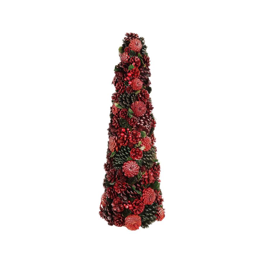 JLINE Christmas Pine Cone Decorations with Berries - 71cm Red and Green Holiday Decor for Tree, Wreath, Mantel, and Table Centerpiece