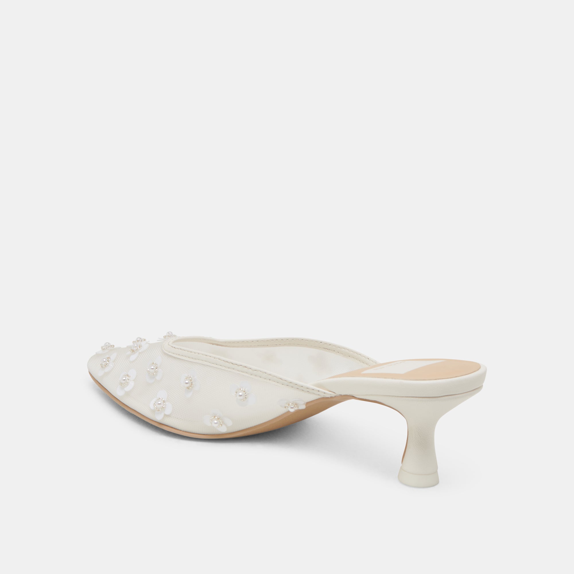CLARA PEARL Heels for Women - True White Daisy Mesh Pumps - Elegant High Heels for Parties, Weddings & Special Occasions