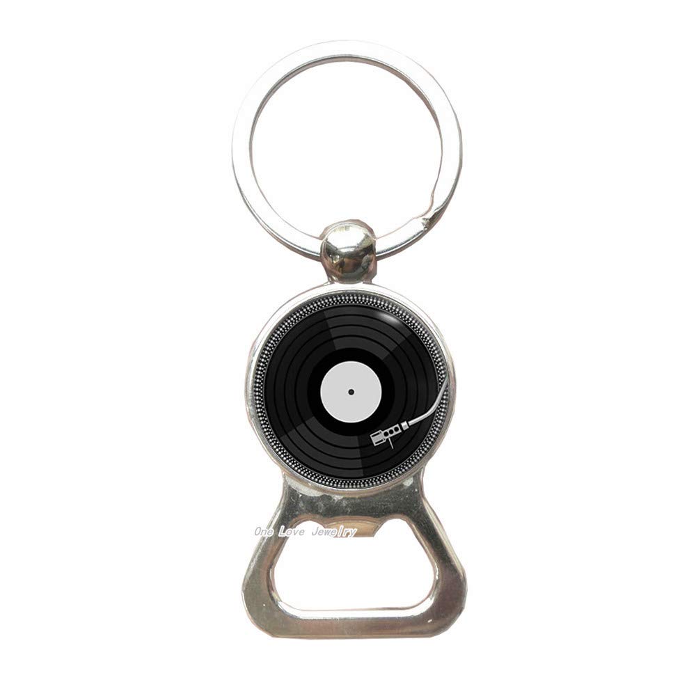 Vintage Vinyl Record Bottle Opener Keychain - Retro DJ Music Theme Bottle Opener Key Ring for Beer & Soda - Unique Gift for Music Lovers, Bartenders & Party Enthusiasts (TAP086) - Perfect for Concerts, Bars, Music Festivals & Gifts