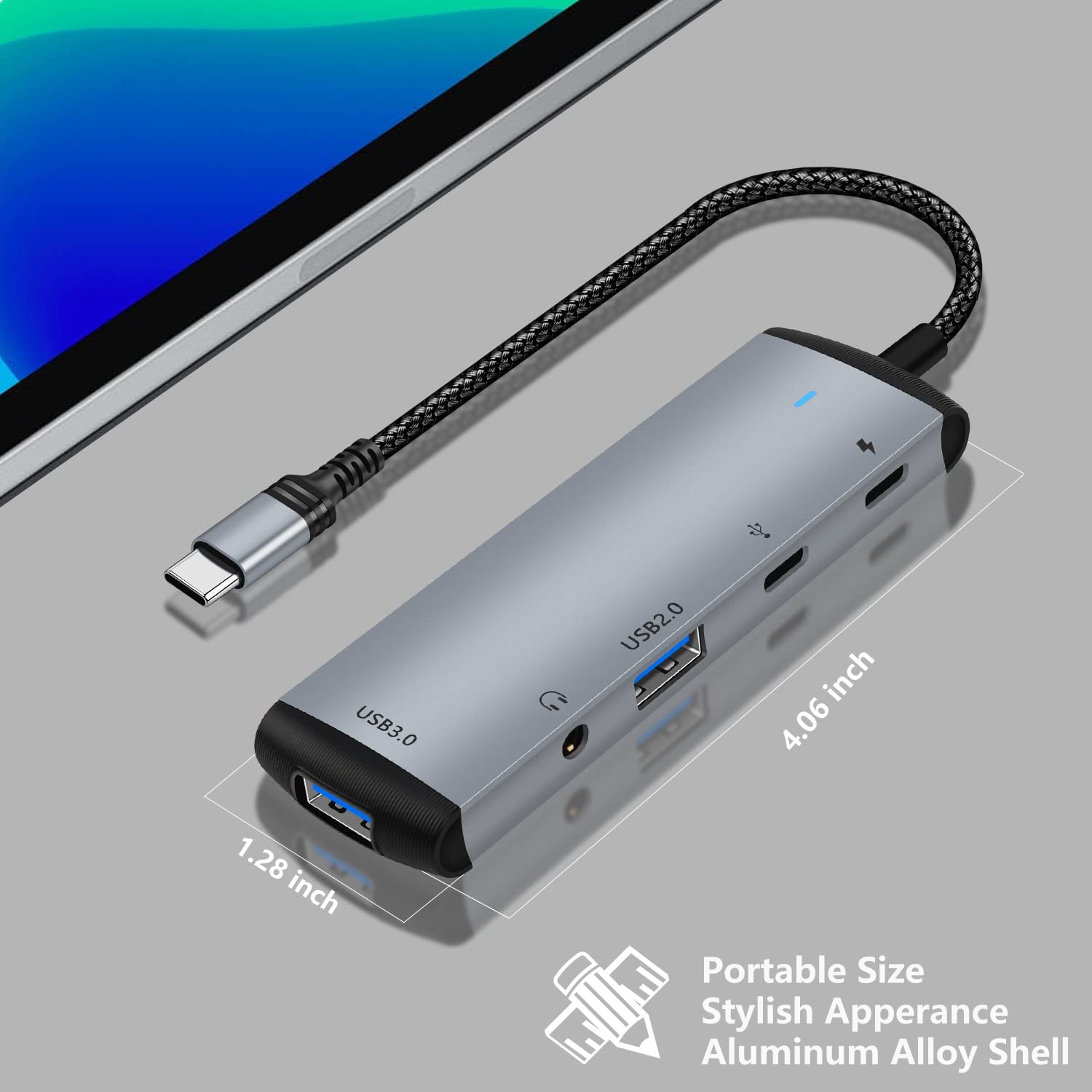 5-in-1 USB C Hub OTG Adapter for Samsung Galaxy S23/S22 - 60W PD Charging, 2 USB Ports, 3.5mm Audio Jack & Data Transfer - Compatible with MacBook Pro & iPad Pro | Perfect for Travel, Work & Multimedia Entertainment
