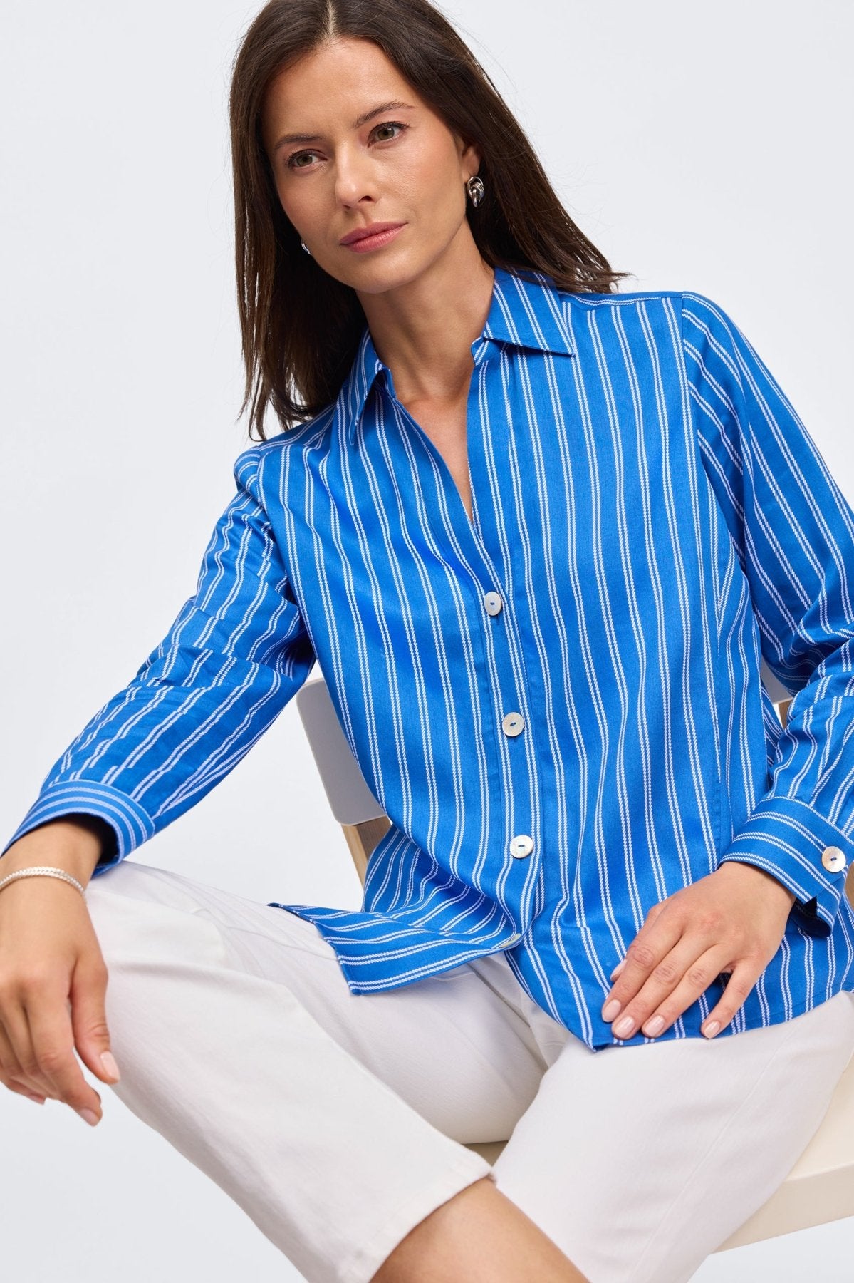 Paityn Rope Stripe Long Sleeve Shirt for Women - Casual Button Down Blouse with Striped Pattern - Perfect for Office, Date Night & Fall Layering