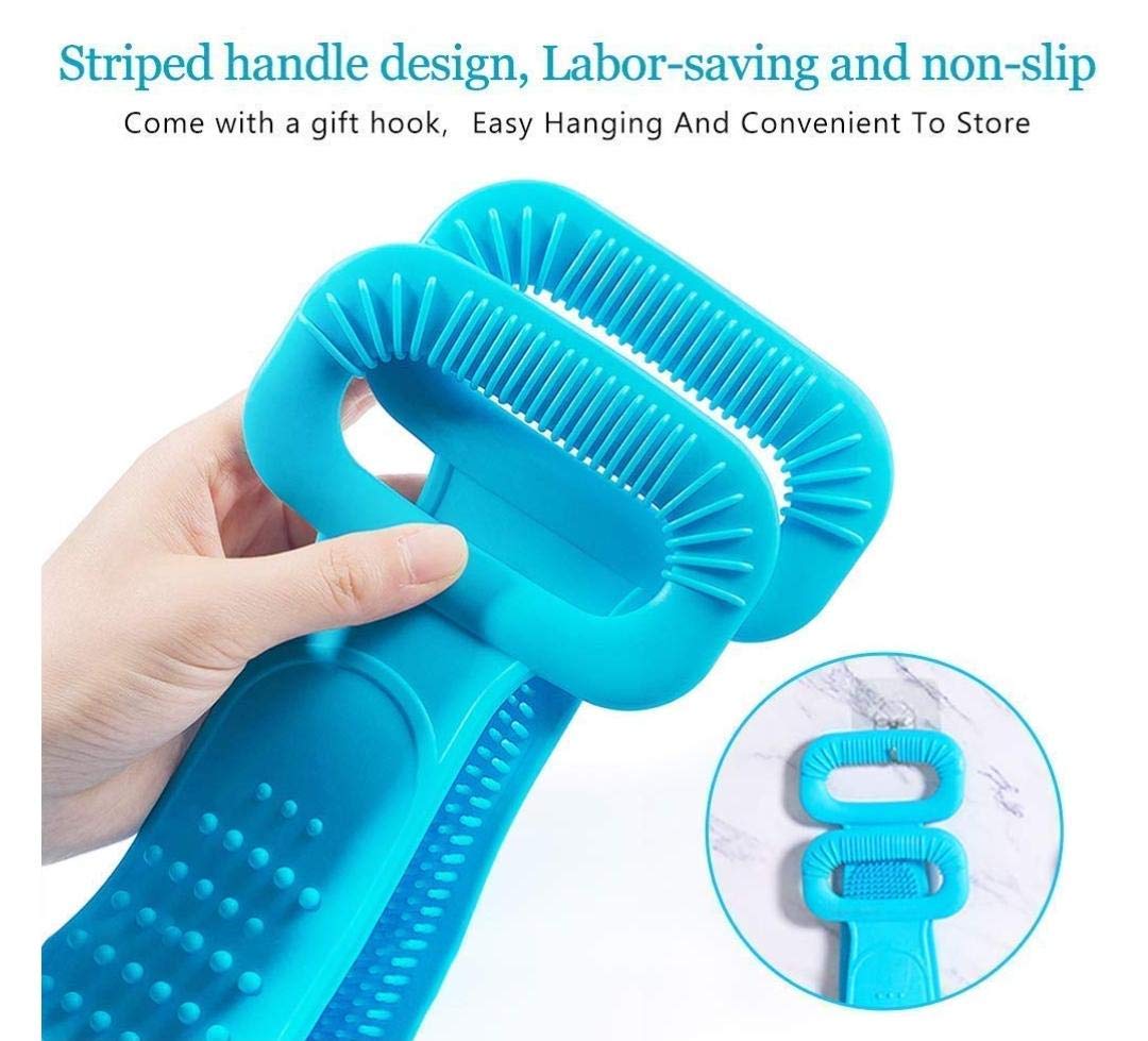 RA Products Double-Sided Silicone Body Scrubber Belt - Exfoliating Shower Scrubber for Deep Cleansing, Dead Skin Removal & Massage | Perfect for Bath, Shower & Spa Days at Home