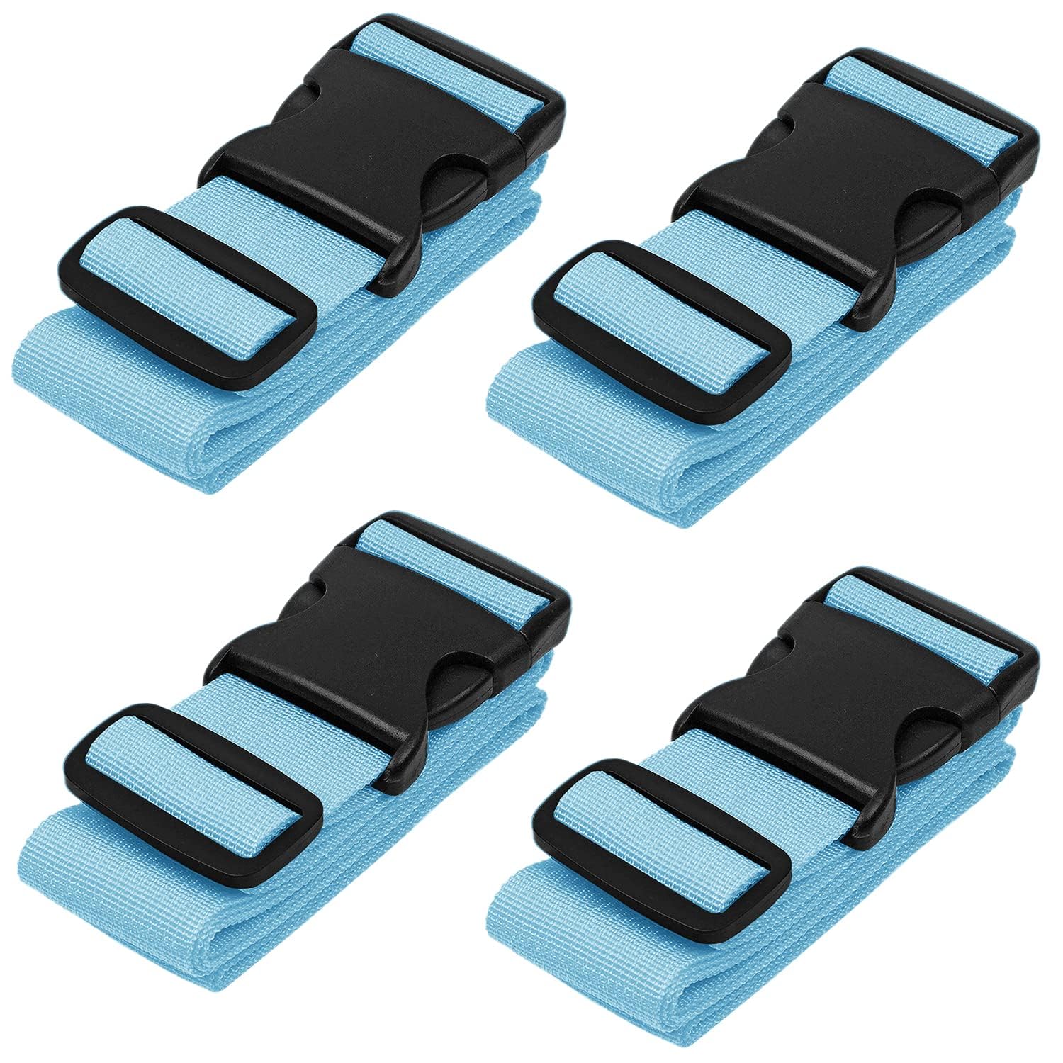 Premium Nylon Luggage Straps for Suitcases - Heavy-Duty Adjustable Travel Belt (46”-78”) - Secure Suitcase, Briefcase, Backpack & Travel Bag - 4 Pack Blue - Ideal for Air Travel, Commuting & Vacation Packing