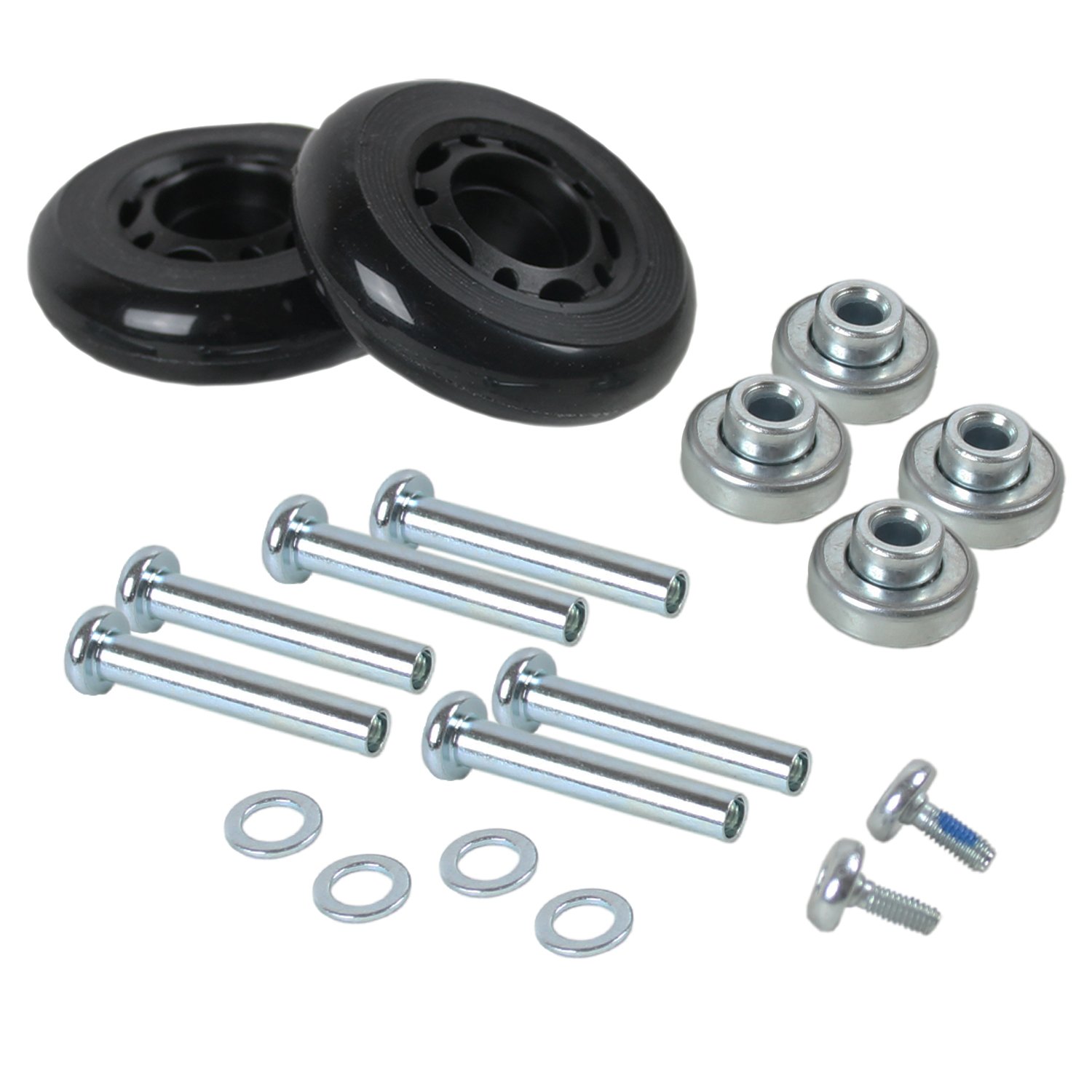 Luggage Wheel Replacement Kit - 70mm Black Wheels with Bearings, Bolts & Axles for Suitcase Repair | Travel Accessories for Smooth Rolling & Durable Replacement