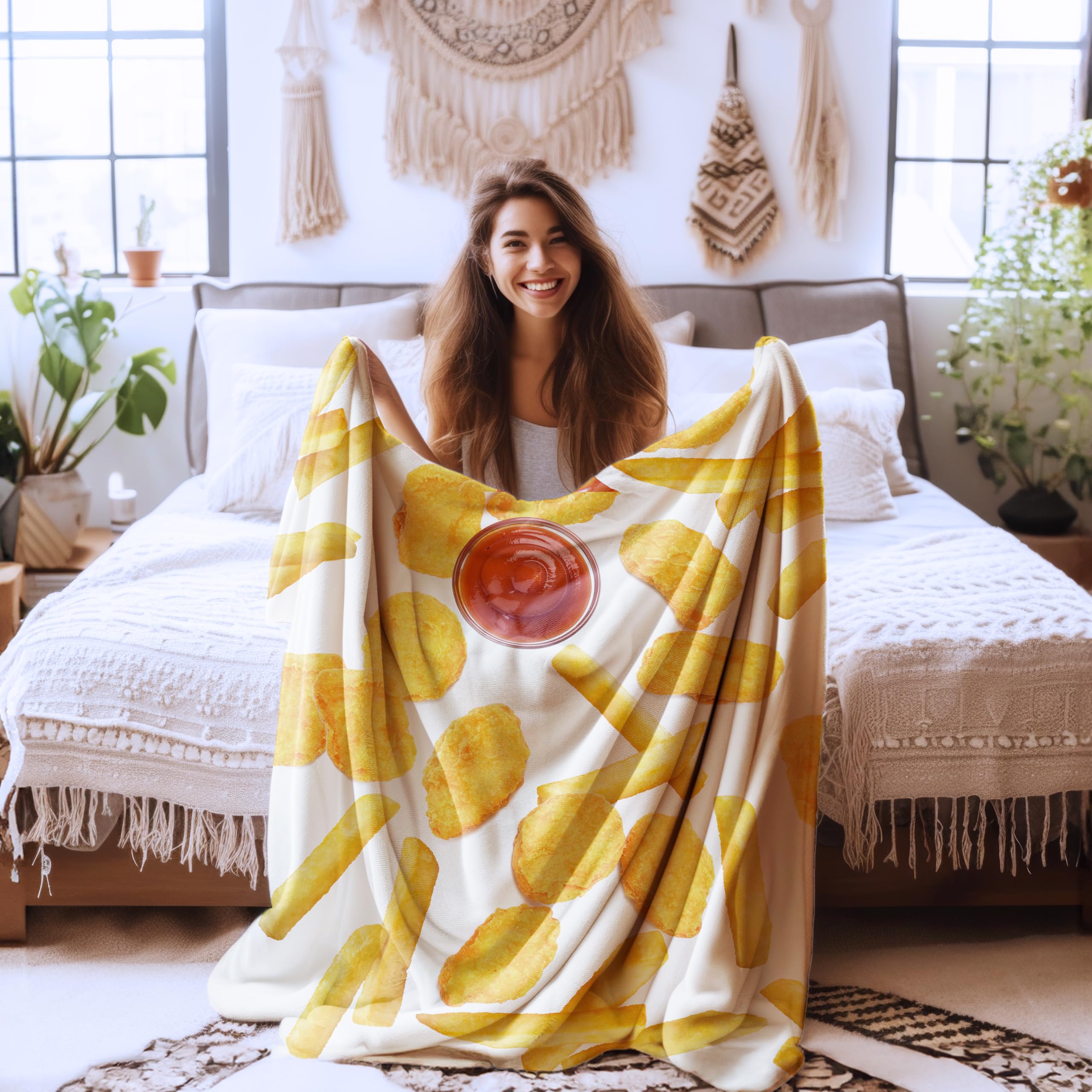 Super Soft & Cozy Chicken Nuggets French Fries Blanket Throw - 120