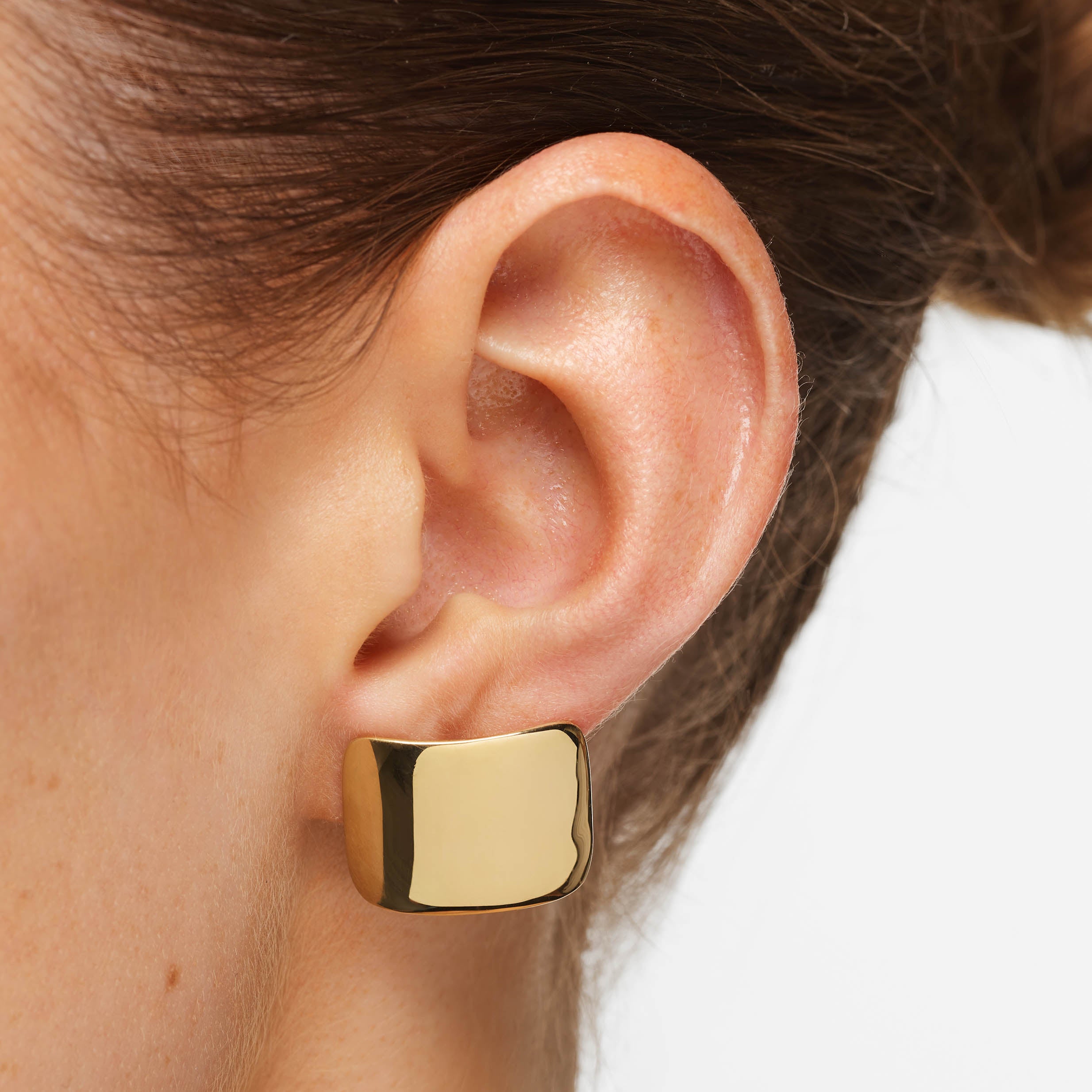 Gold Square Dome Stud Earrings for Women - Minimalist Geometric Jewelry for Everyday Wear & Special Occasions