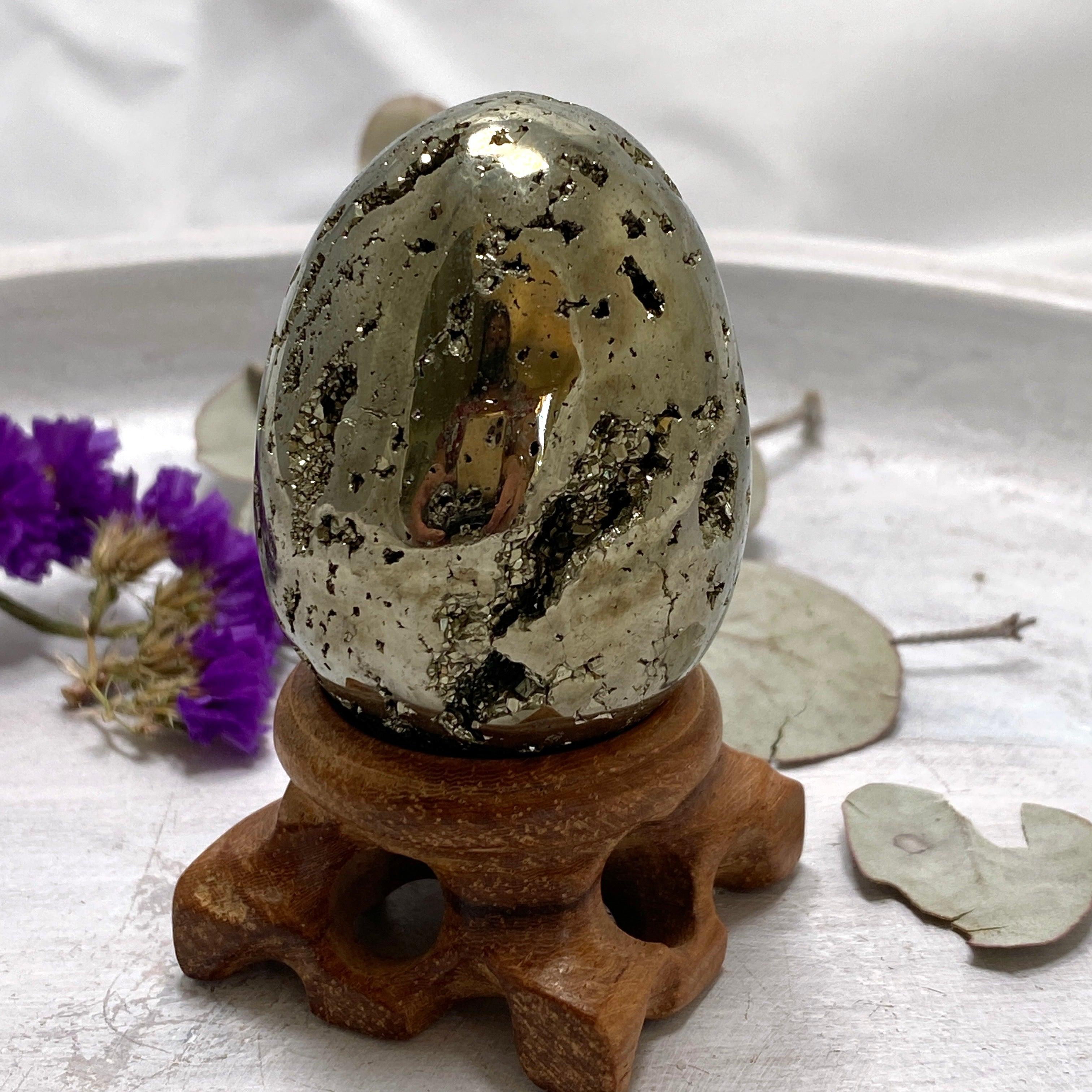 Premium Grade Pyrite Egg - Natural Mineral Specimen for Collectors, Home Decor & Crystal Healing | Perfect for Display, Meditation & Gifts