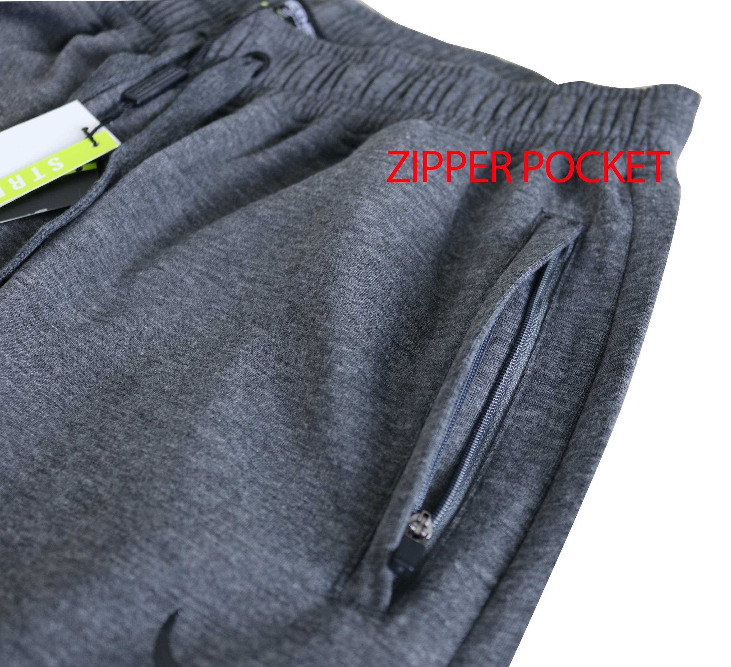 SCREENSHOT Men's Premium Slim Fleece Jogger Pants with Zipper Pockets - Athletic Workout Gym Sweatpants for Running, Training & Lounge Wear