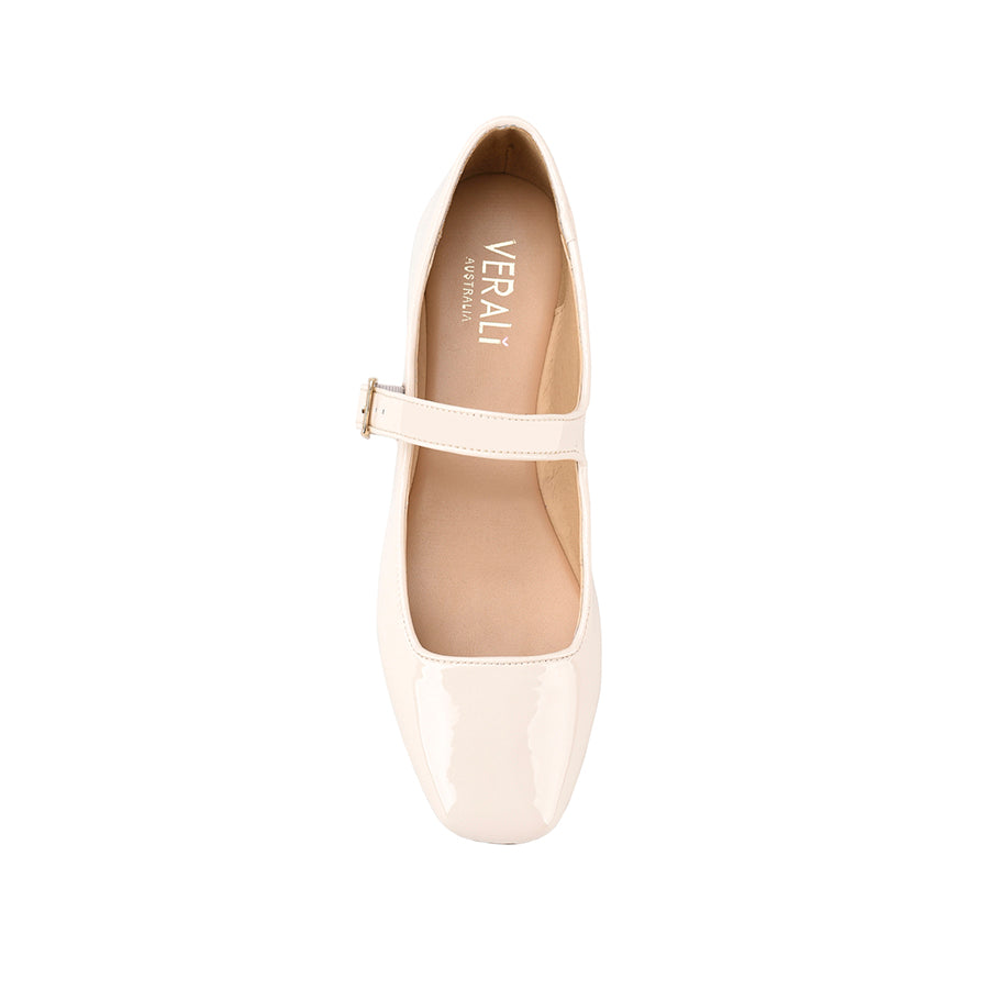 Eden Mary Jane Flats for Women - Bone White Patent Leather Shoes - Comfortable & Stylish for Work, Office, and Casual Wear