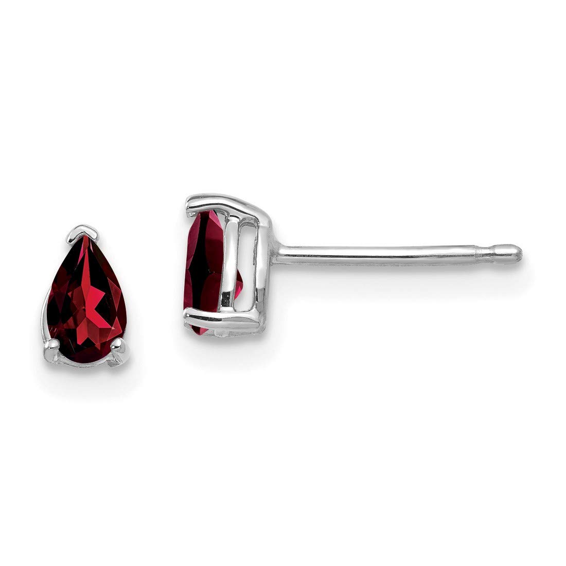 14K White Gold Pear Garnet Stud Earrings for Women – Elegant and Timeless Jewelry for Everyday Wear, Parties & Special Occasions
