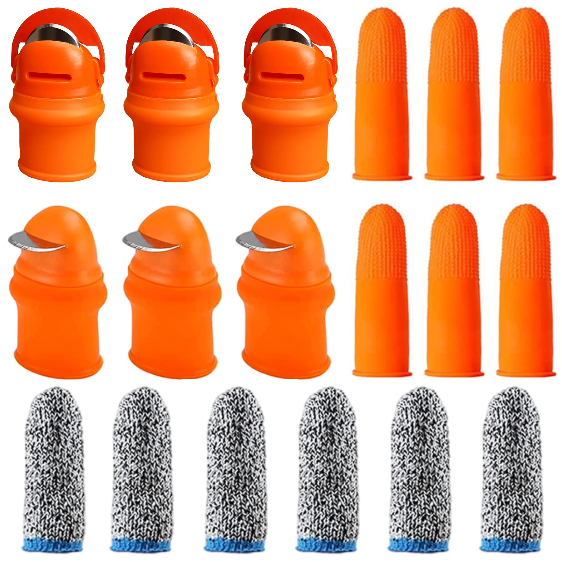 18PCS Gardening Thumb Knife Set - Ergonomic Silicone Finger Knife & Orange Thumb Cutter for Gardeners - Premium Garden Tools for Fruits, Vegetables & Herbs - Perfect for Harvesting, Pruning & Weeding