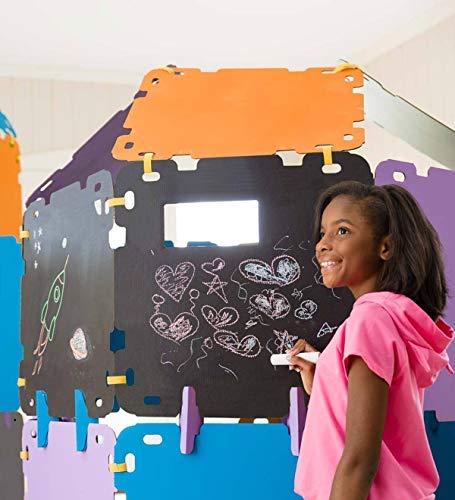 HearthSong 32-Panel Colorblock Chalkboard Fantasy Forts Indoor Building Kit with Chalk Markers - 22
