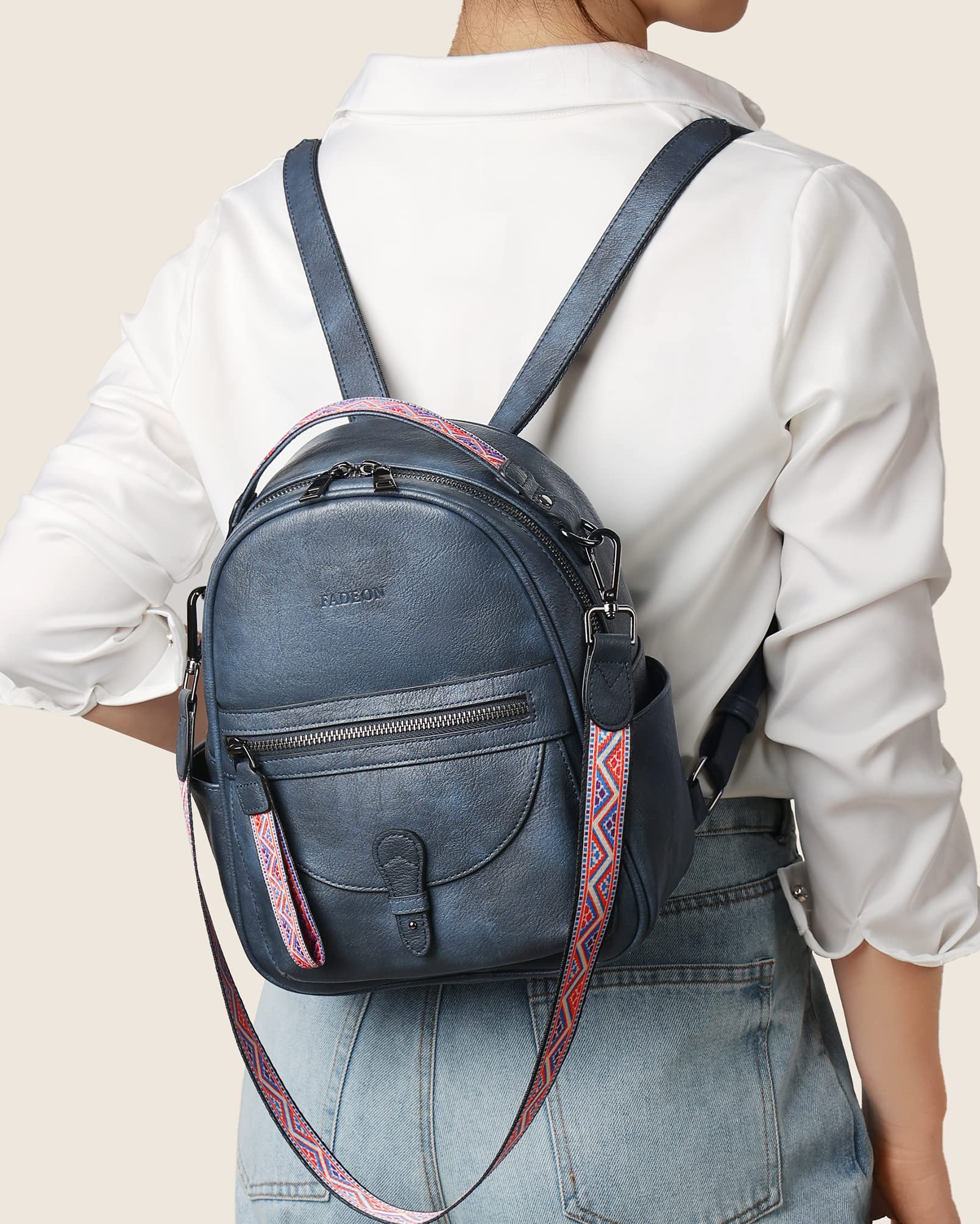 FADEON Mini Backpack Purse for Women - Stylish Leather Small Backpack with Spacious Design, Fashionable Shoulder Bag for Daily Use, Travel & Work Accessories