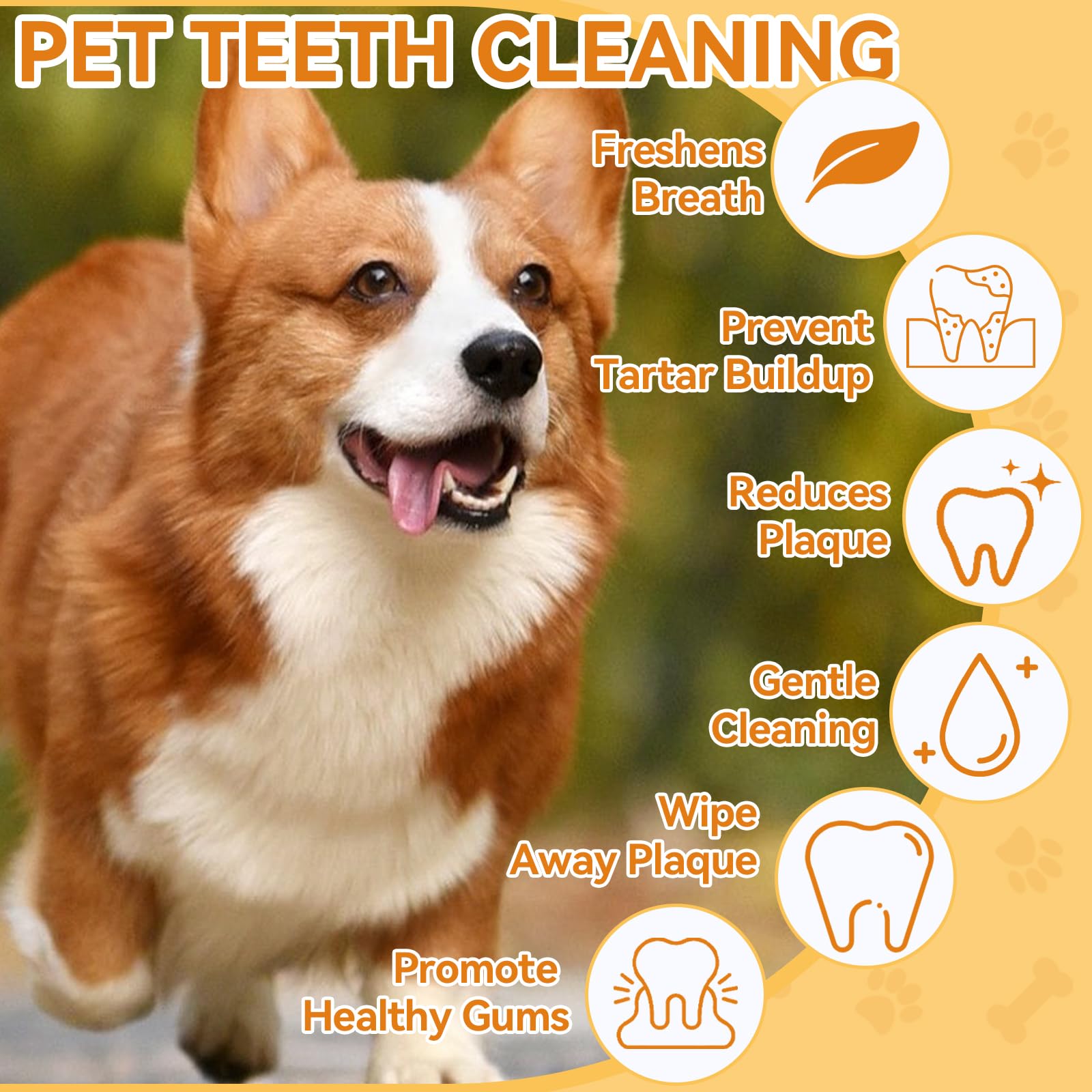 Dog Dental Wipes for Teeth Cleaning - 60 Count Pet Teeth Wipes for Dogs & Cats | Freshens Breath, Reduces Tartar & Plaque | Gentle Finger Wipes for Daily Oral Care | Perfect for Travel, Grooming & Between Brushings