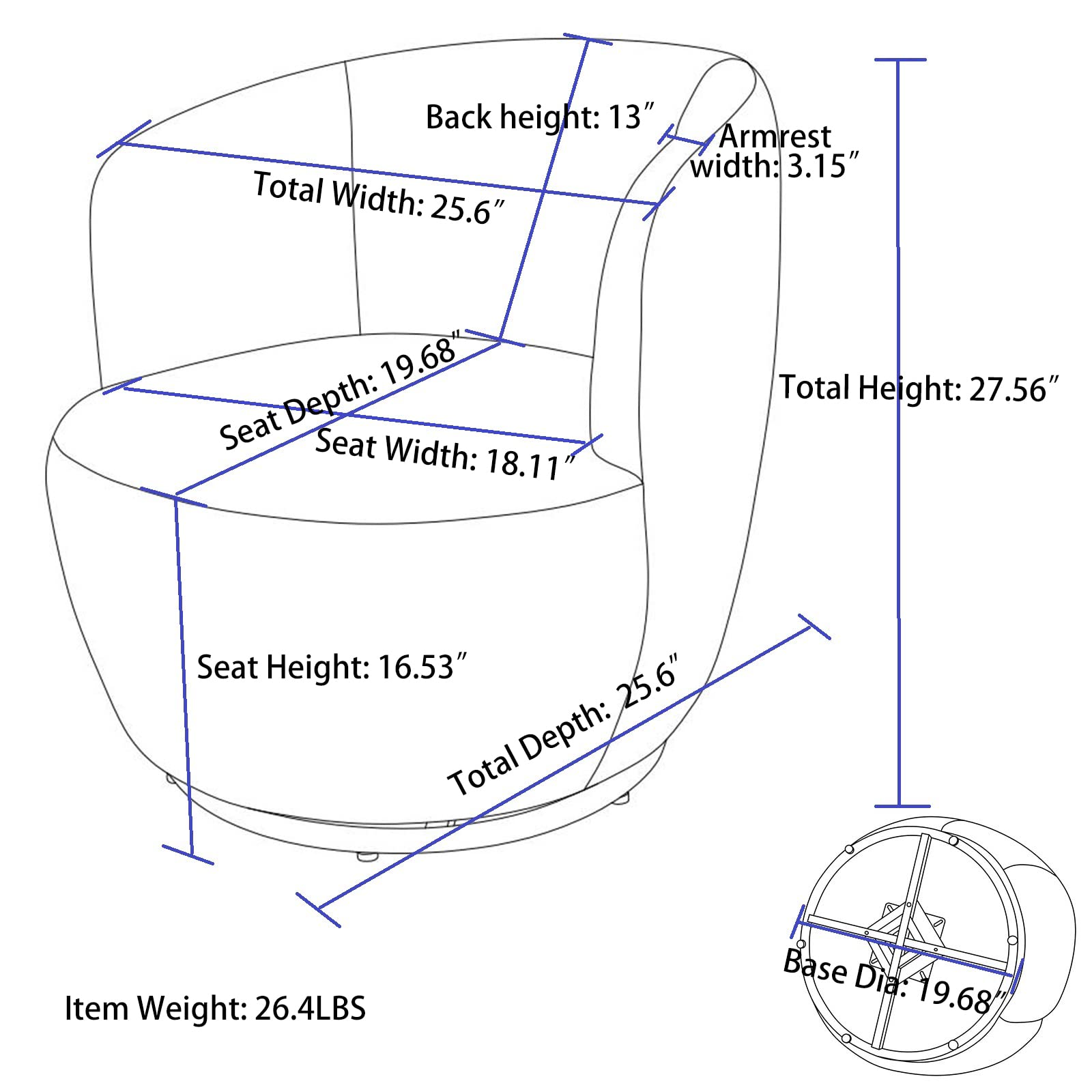 Homtique Small Swivel Barrel Chair - 360 Degree Rotating Comfy Round Club Chair with Boucle Fabric, Accent Armchair for Living Room, Bedroom, Apartment & Hotel Decor (Ivory-Teddy) - Perfect for Reading Nooks, Lounge Areas and Cozy Corners
