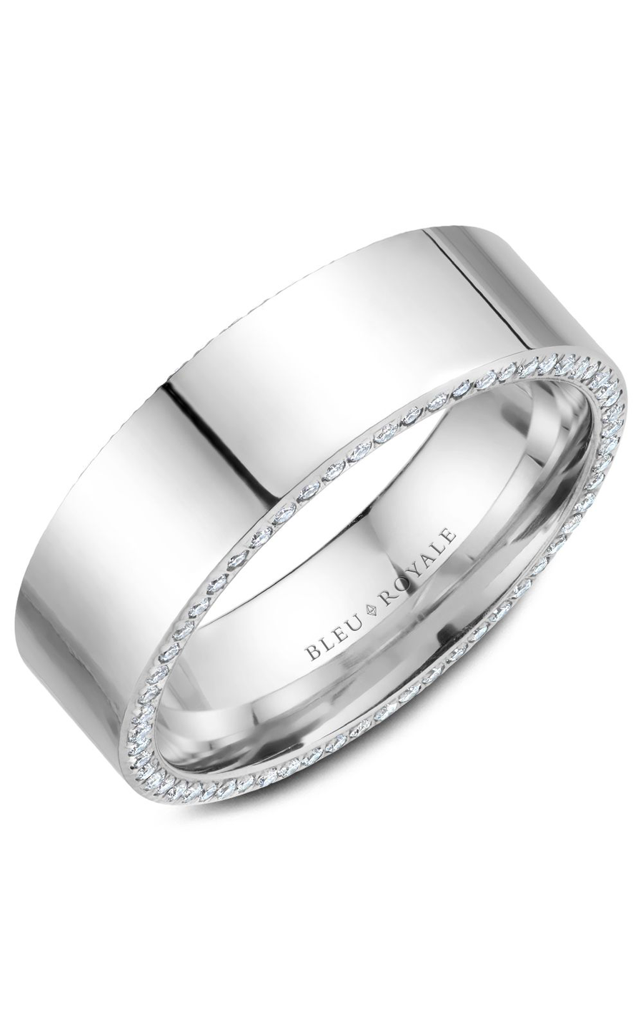 Bleu Royale Men's Wedding Band RYL 022WD75 - 14K White Gold Classic Ring for Grooms & Engagement - Perfect for Weddings, Anniversaries & Special Occasions