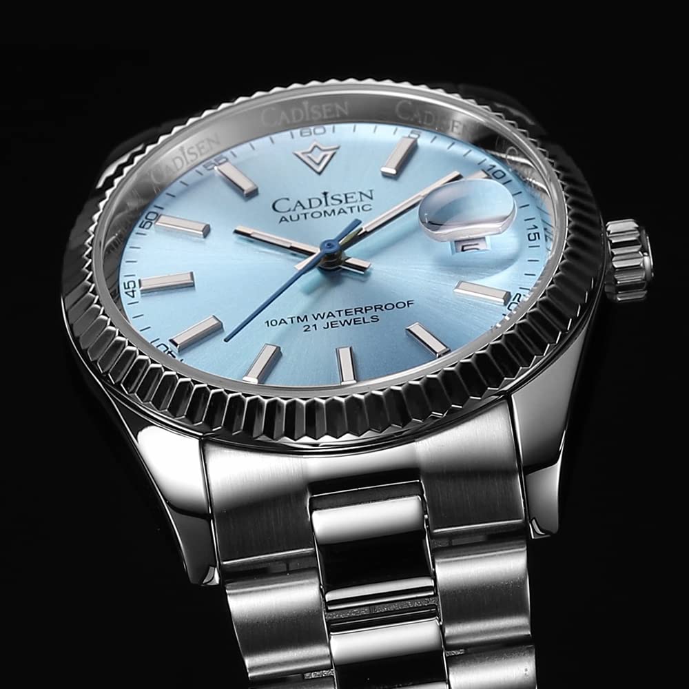CADISEN Men's Automatic Watch - Sapphire Crystal Luxury Mechanical Wristwatch with Stainless Steel Band, 50M Waterproof, Dress & Casual Timepiece - Perfect for Business, Dating & Formal Occasions