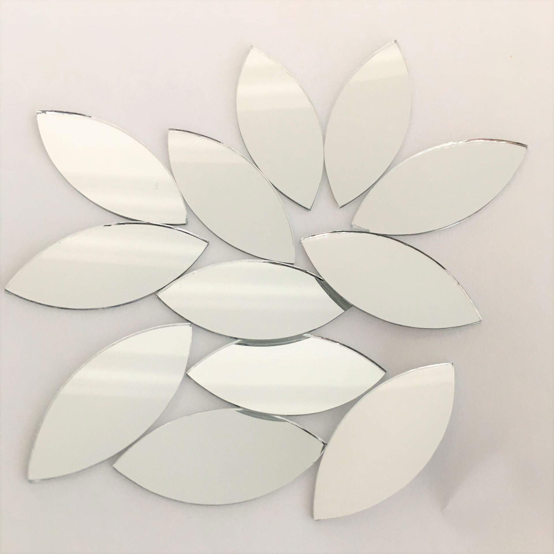 50Pcs Eye Shape Mirror Mosaic Tiles for Crafts - 3.5 x 1.5 cm Bulk Mirror Pieces - DIY Home Decor, Wall Art, Jewelry Making & Scrapbooking Supplies