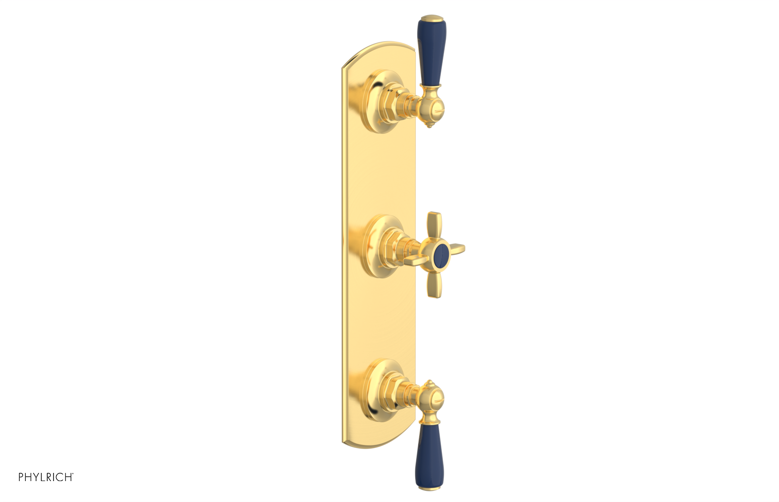 Jamestown Thermostatic Shower Valve with Dual Volume Control - Navy Blue Accents (Model 4-740) for Modern Bathroom & Spa Experience
