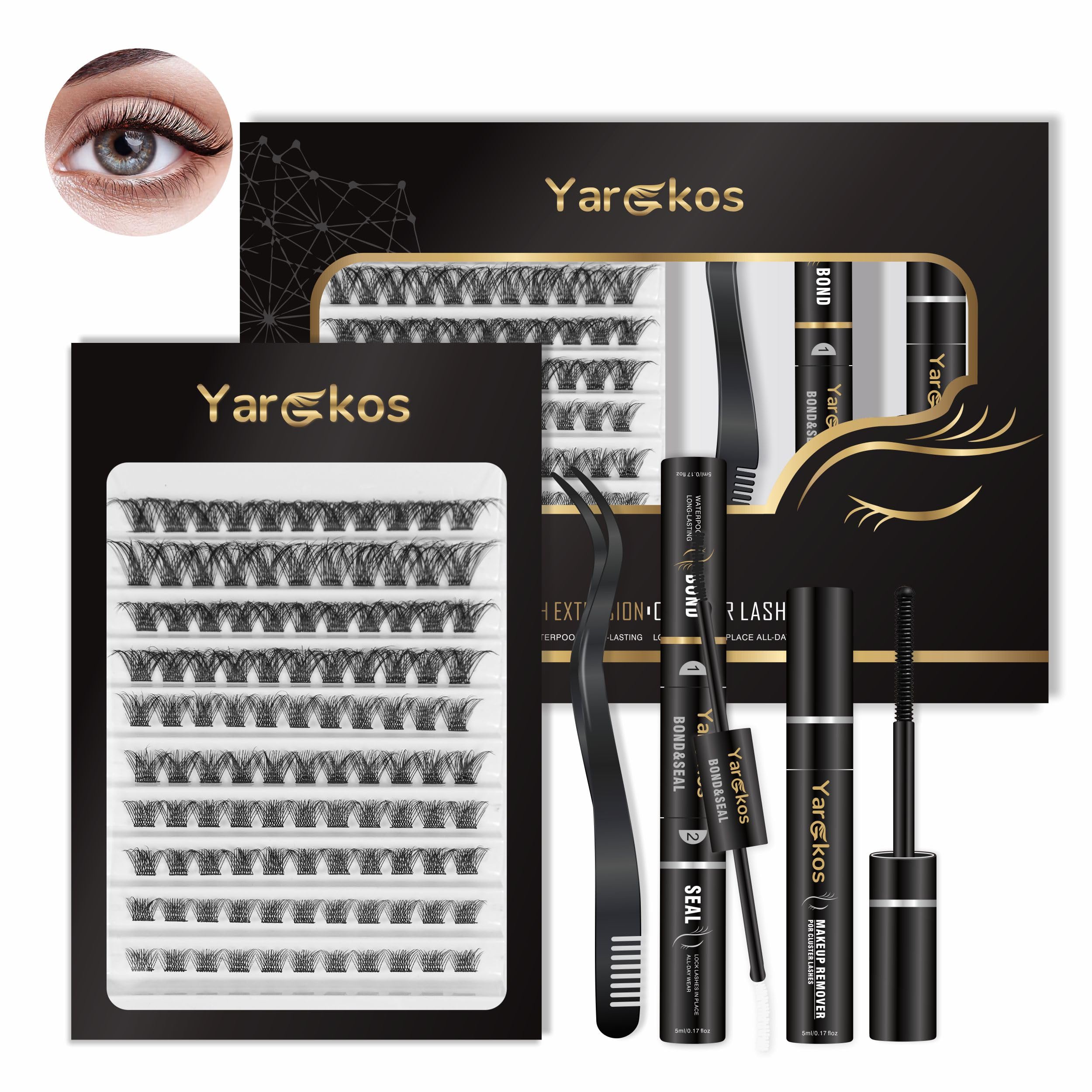 110Pcs D Mix Curl 8-16mm Individual Lash Extensions Kit with Bond Glue, Sealant & Makeup Remover - Professional DIY False Eyelash Clusters Set for Beginners, Includes Tweezers for Natural Look - Perfect for Home Use, Parties & Special Occasions
