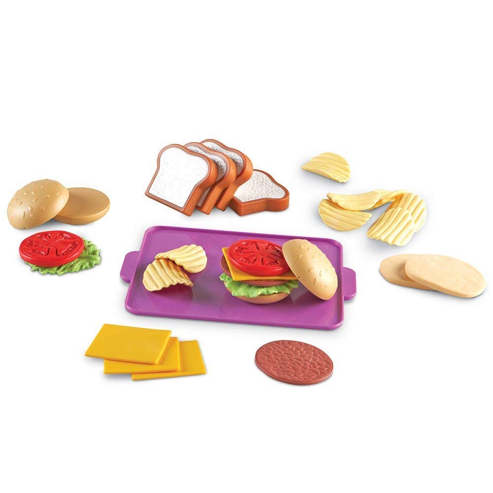 Learning Resources New Sprouts Super Sandwich Set - 29 Piece Pretend Play Food for Toddlers 18+ Months, Kitchen & Picnic Toys for Outdoor Imaginative Play, Educational Preschool Learning Toy for Kids