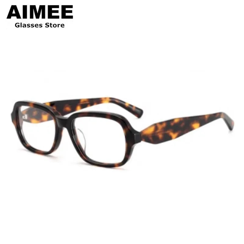 Aimee Unisex Full Rim Square Thick Acetate Eyeglasses Frame 5002 - Stylish & Durable for Men & Women - Perfect for Reading, Work, and Fashion Accessories