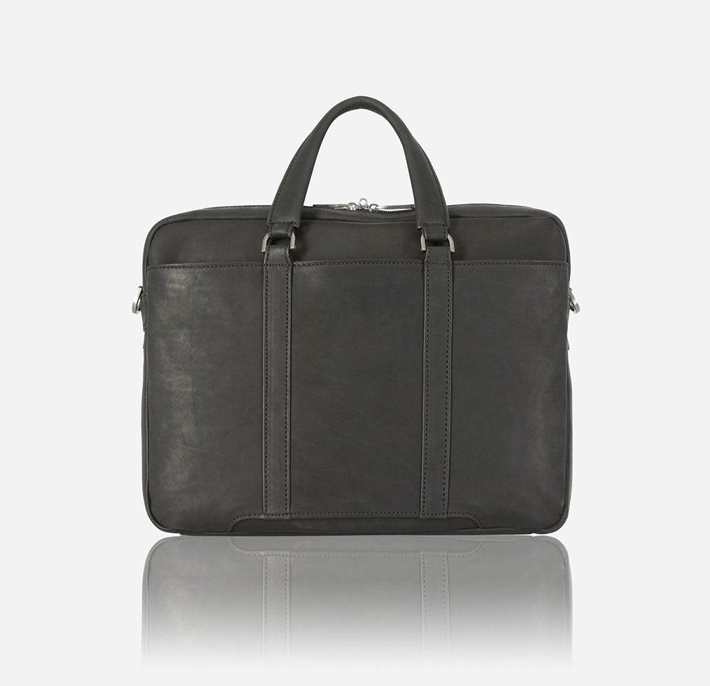 Jekyll & Hide Montana Slim Laptop Briefcase - Black | Professional Business Bag for Men & Women | Perfect for Office, Travel & Commuting