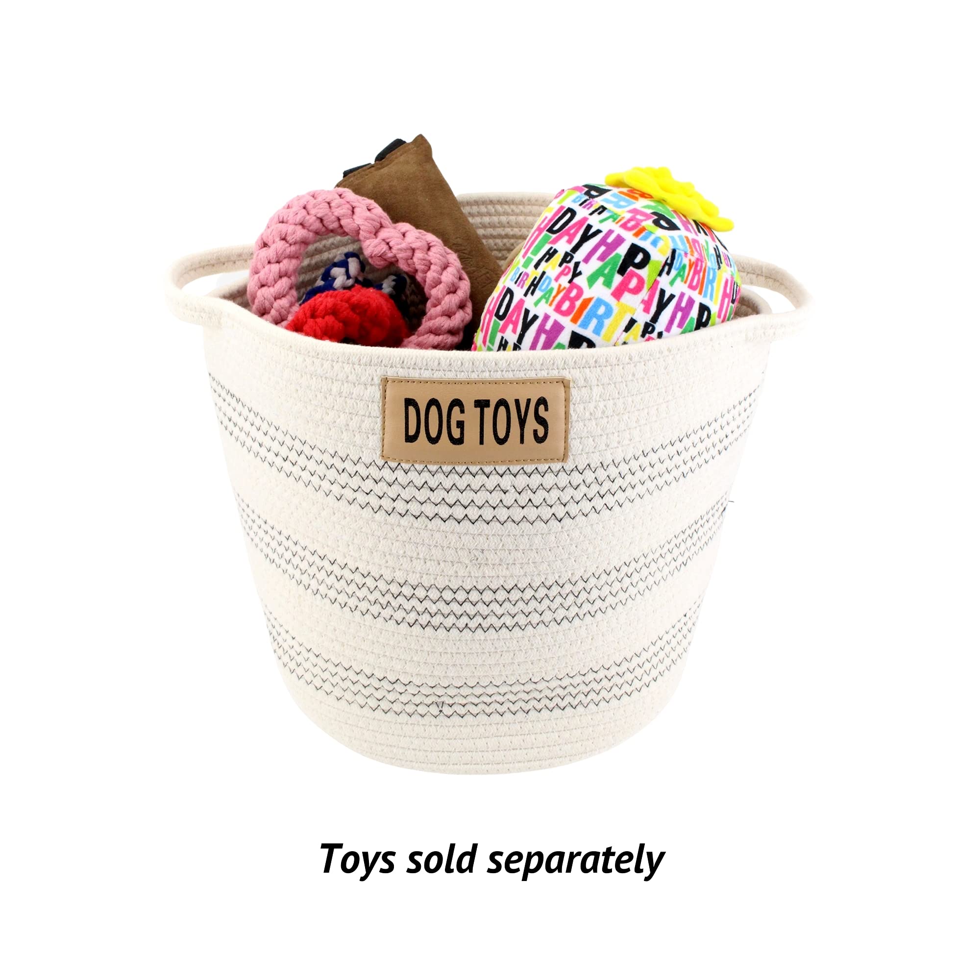 Midlee Large Cotton Rope Dog Toy Basket - Pet Storage Organizer Bin for Toys, Leashes & Accessories | Perfect for Living Room, Bedroom & Pet Play Areas